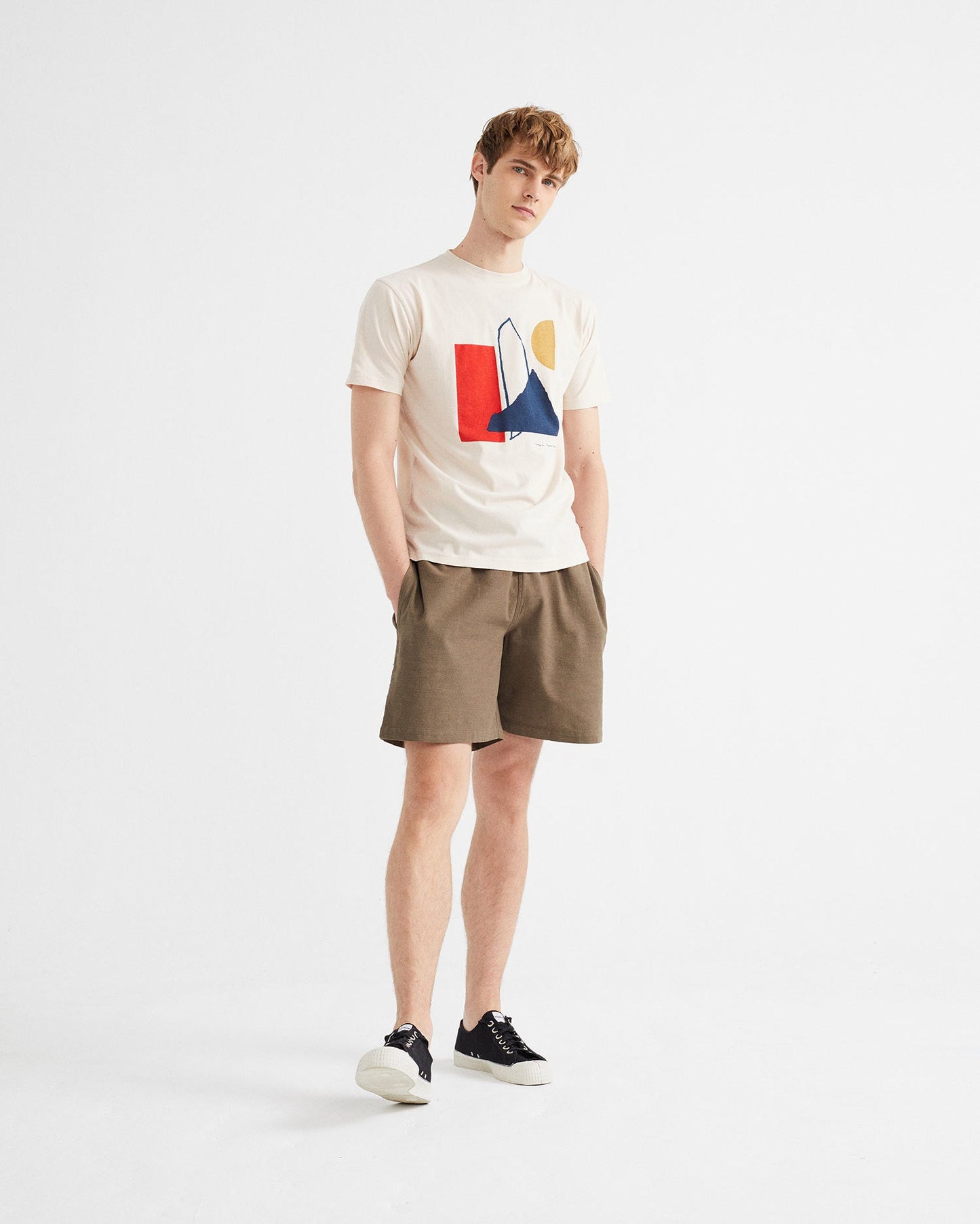 T-shirt écru imprimé en coton bio - ABSTRACT BONE