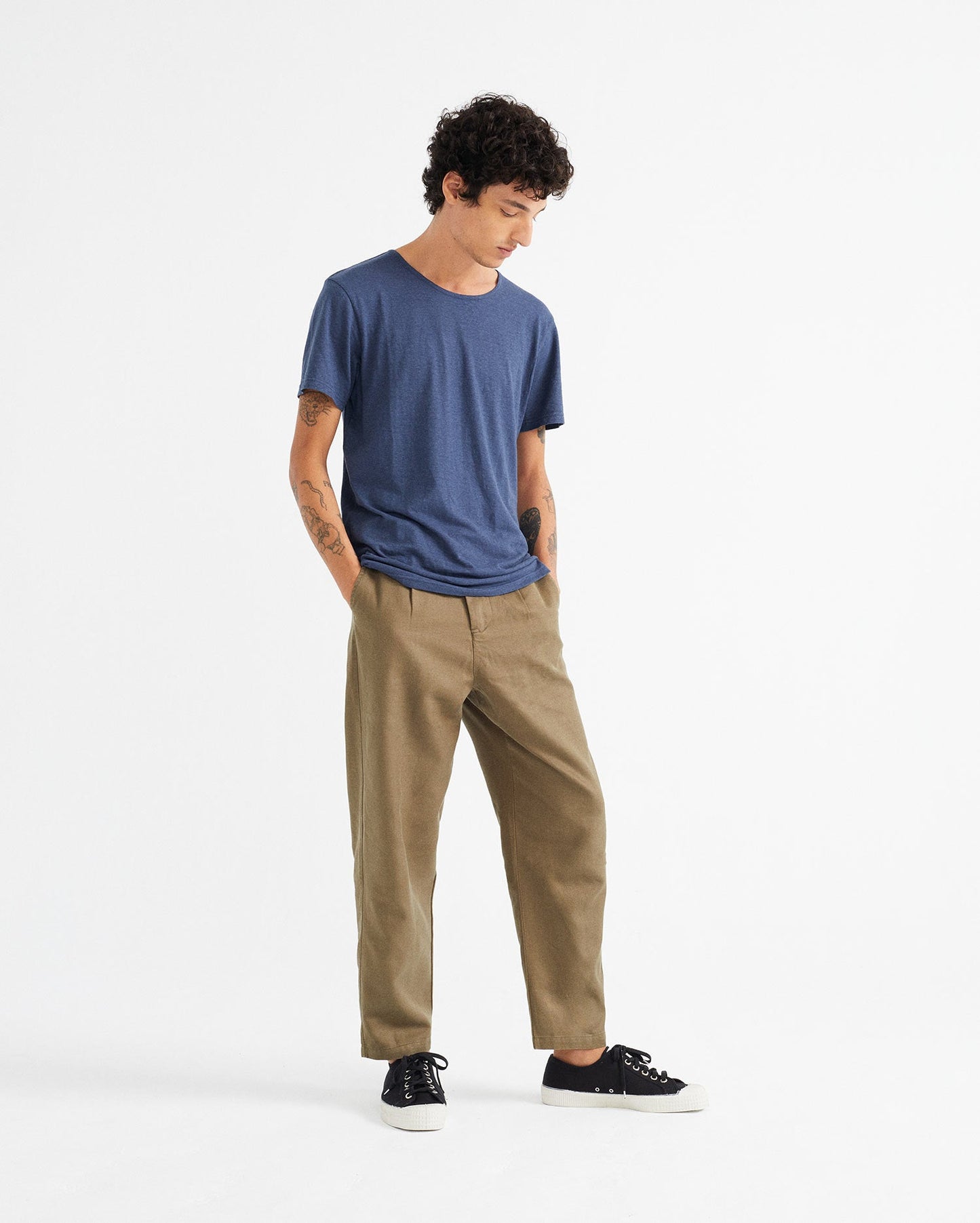 T-shirt bleu marine en chanvre et coton bio - hemp