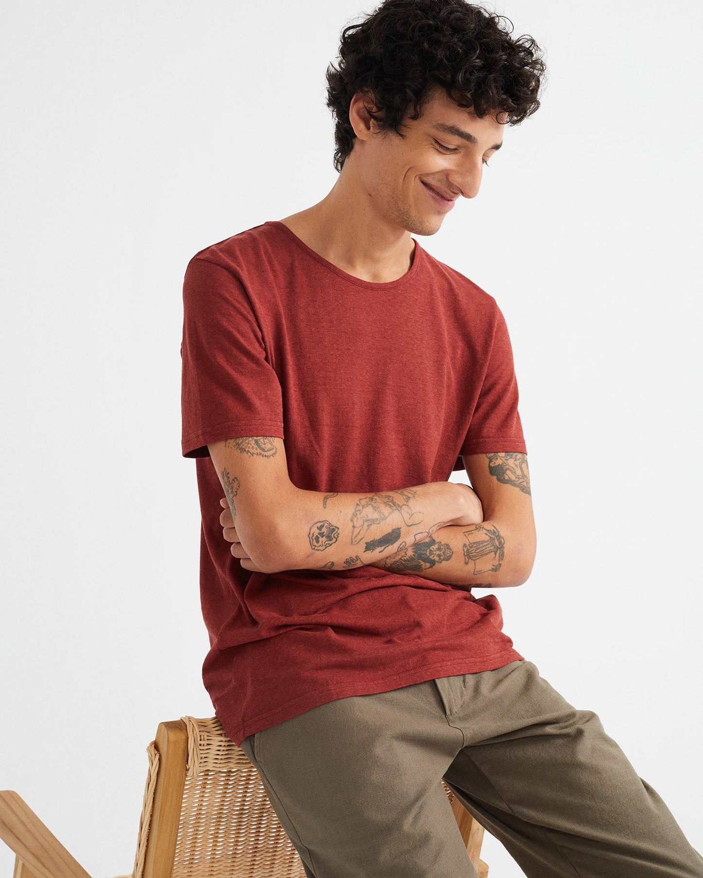 T-shirt rouge en chanvre et coton bio - Hemp