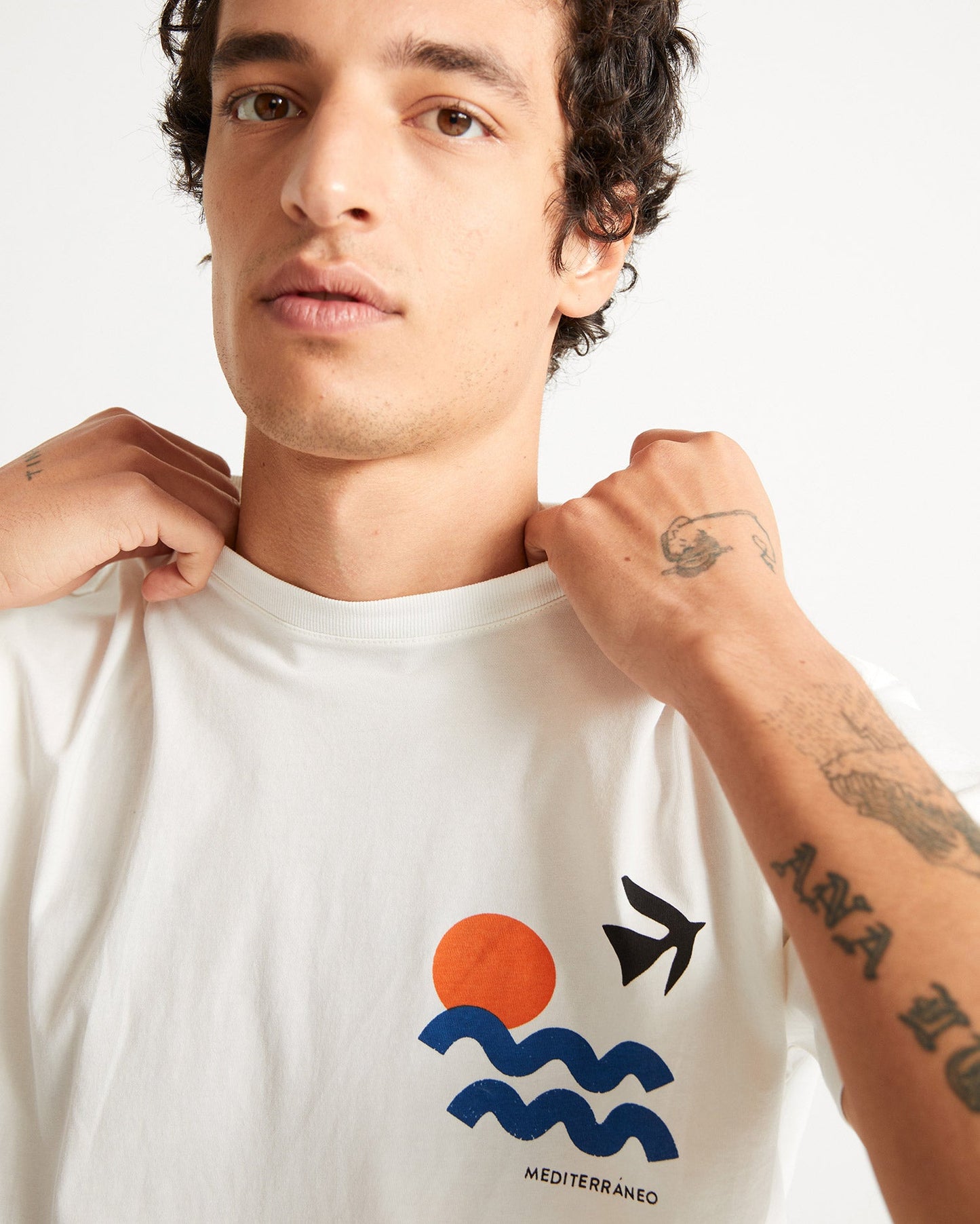 T-shirt imprimé blanc en coton bio - Med