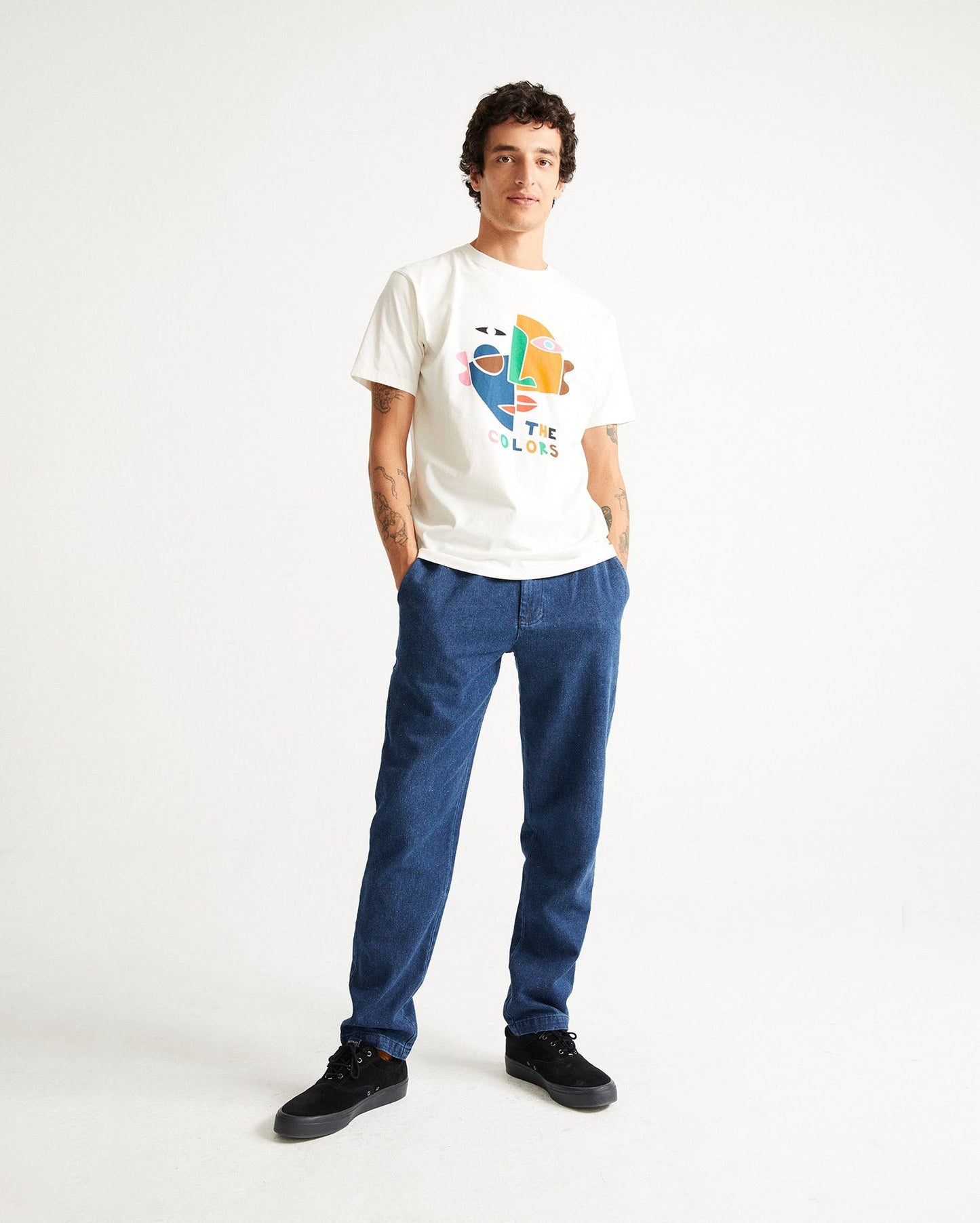 T-shirt imprimé blanc en coton bio - the colors