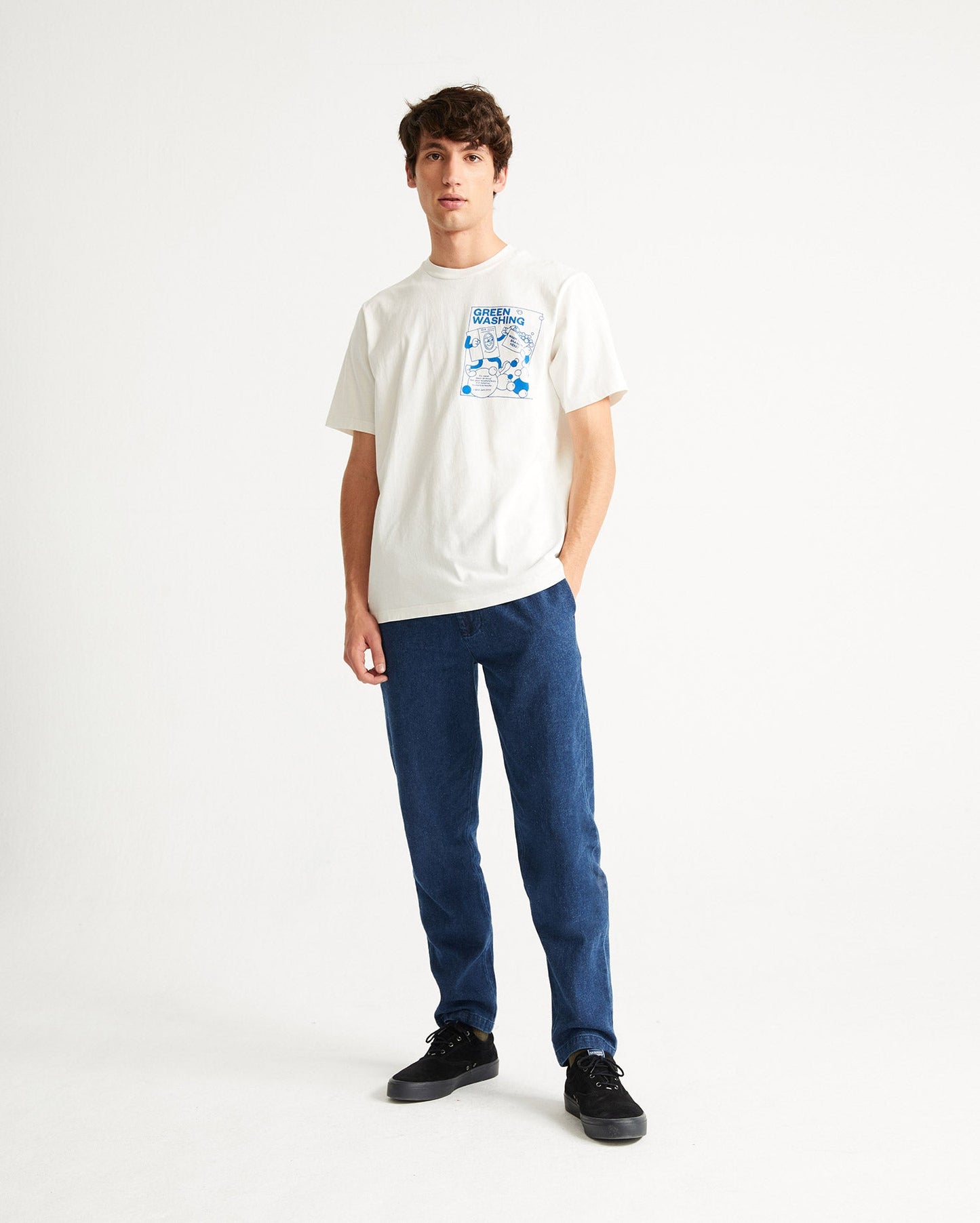 T-shirt imprimé blanc en coton bio - Greenwashing