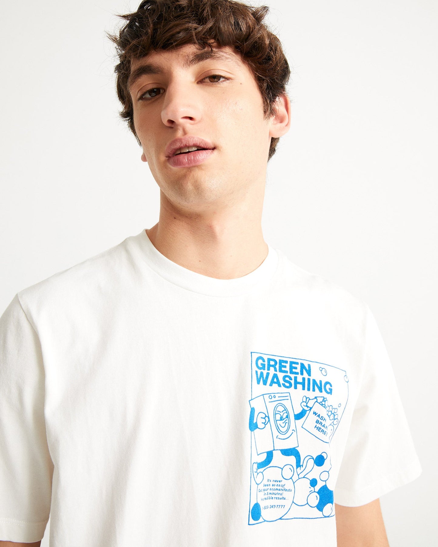 T-shirt imprimé blanc en coton bio - Greenwashing