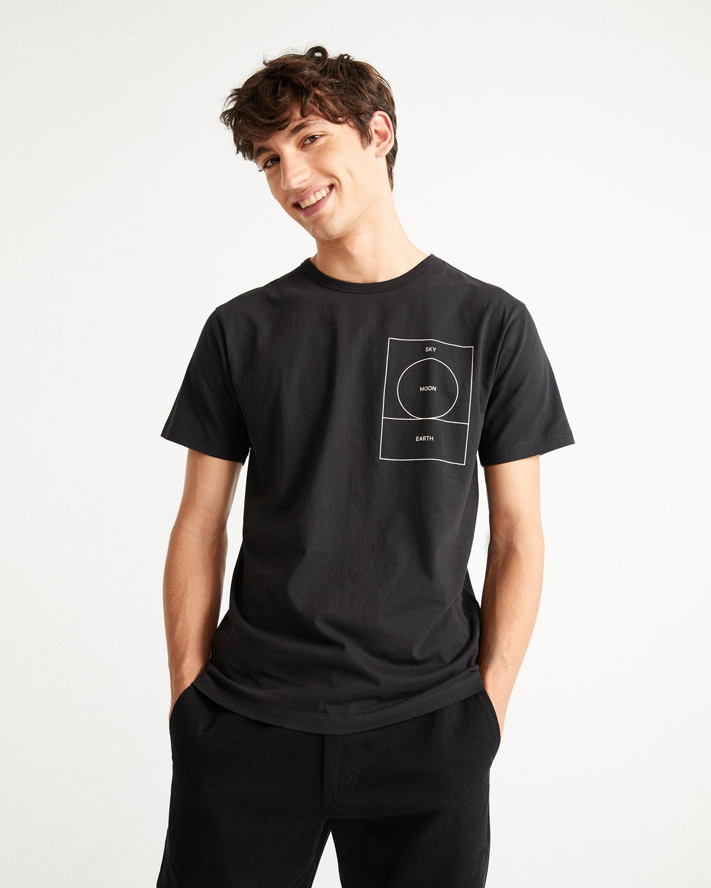 T-shirt imprimé noir en coton bio - Ryan Carl Moon