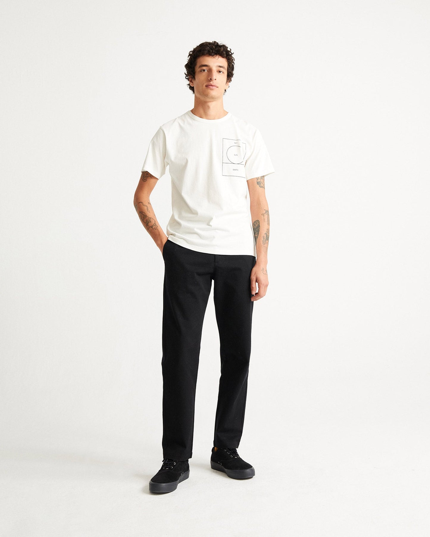 T-shirt imprimé blanc en coton bio - Ryan Carl Sun