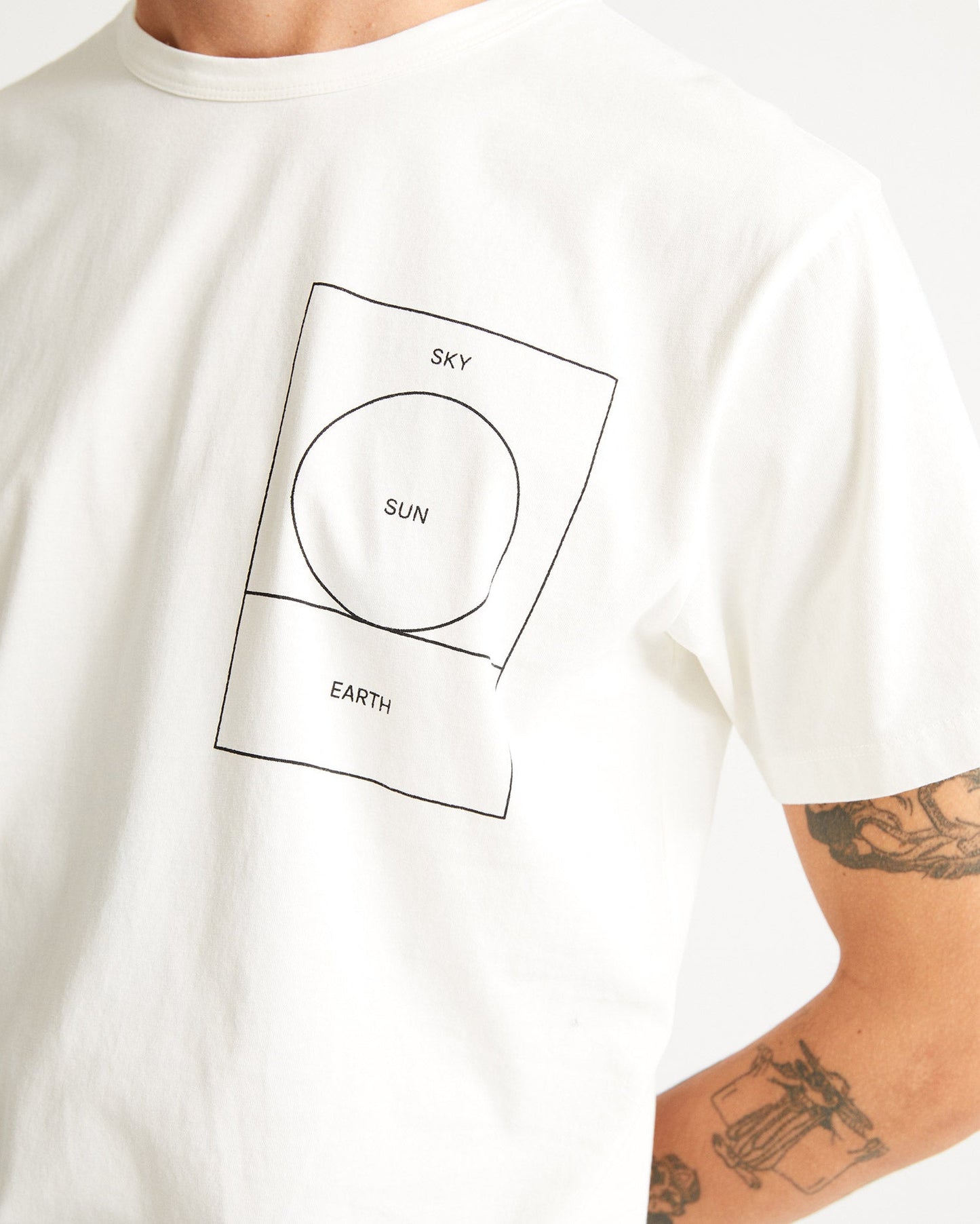 T-shirt imprimé blanc en coton bio - Ryan Carl Sun