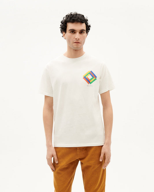 T-shirt blanc imprimé en coton bio - chromatic t-shirt snow white
