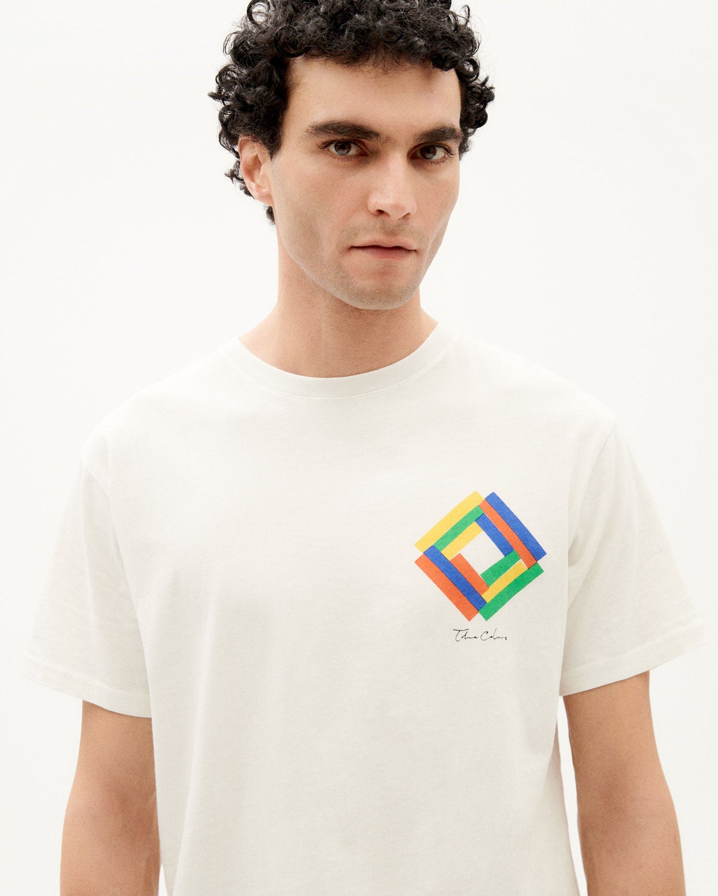 T-shirt blanc imprimé en coton bio - chromatic t-shirt snow white
