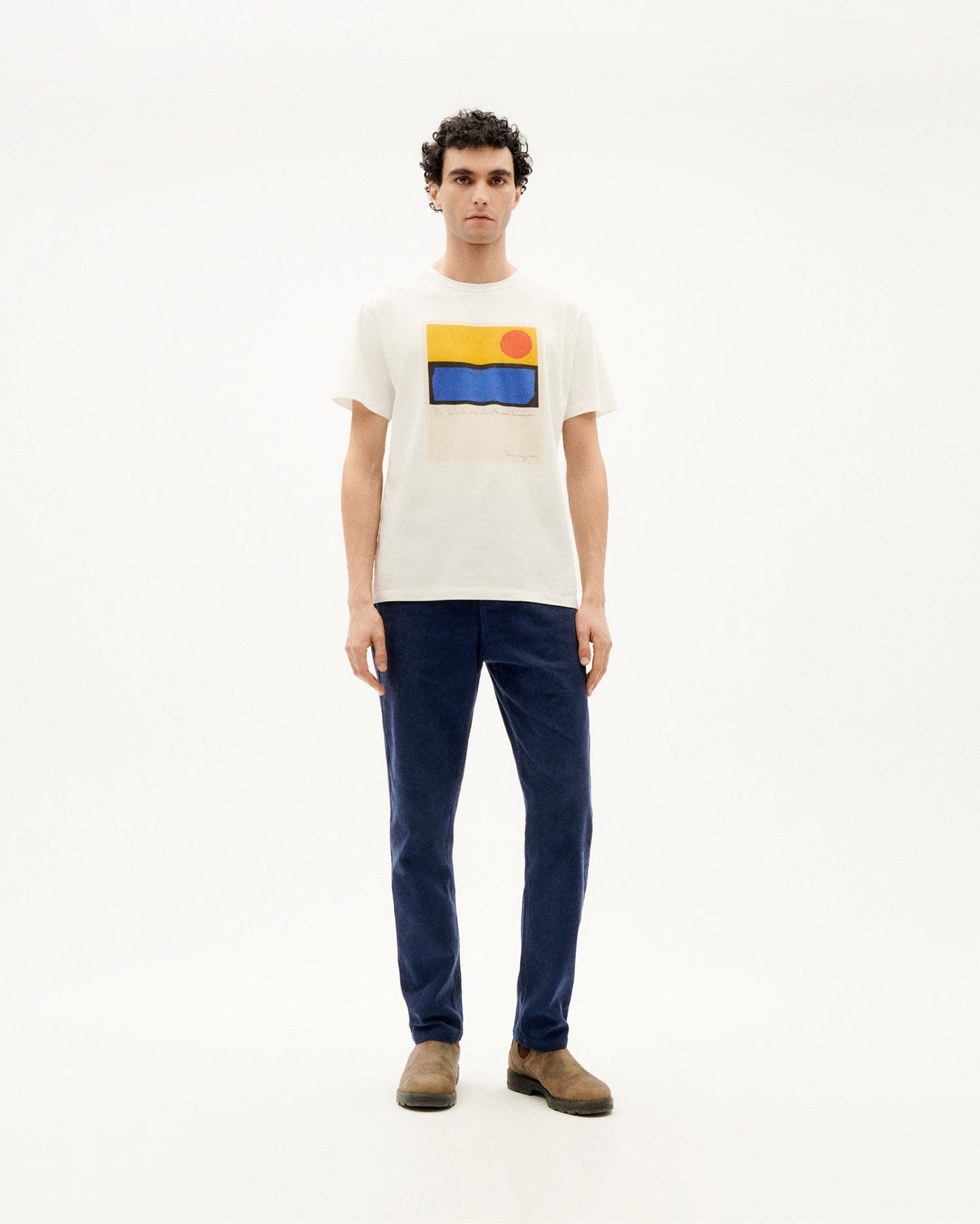 T-shirt blanc imprimé en coton bio - le soleil t-shirt snow white