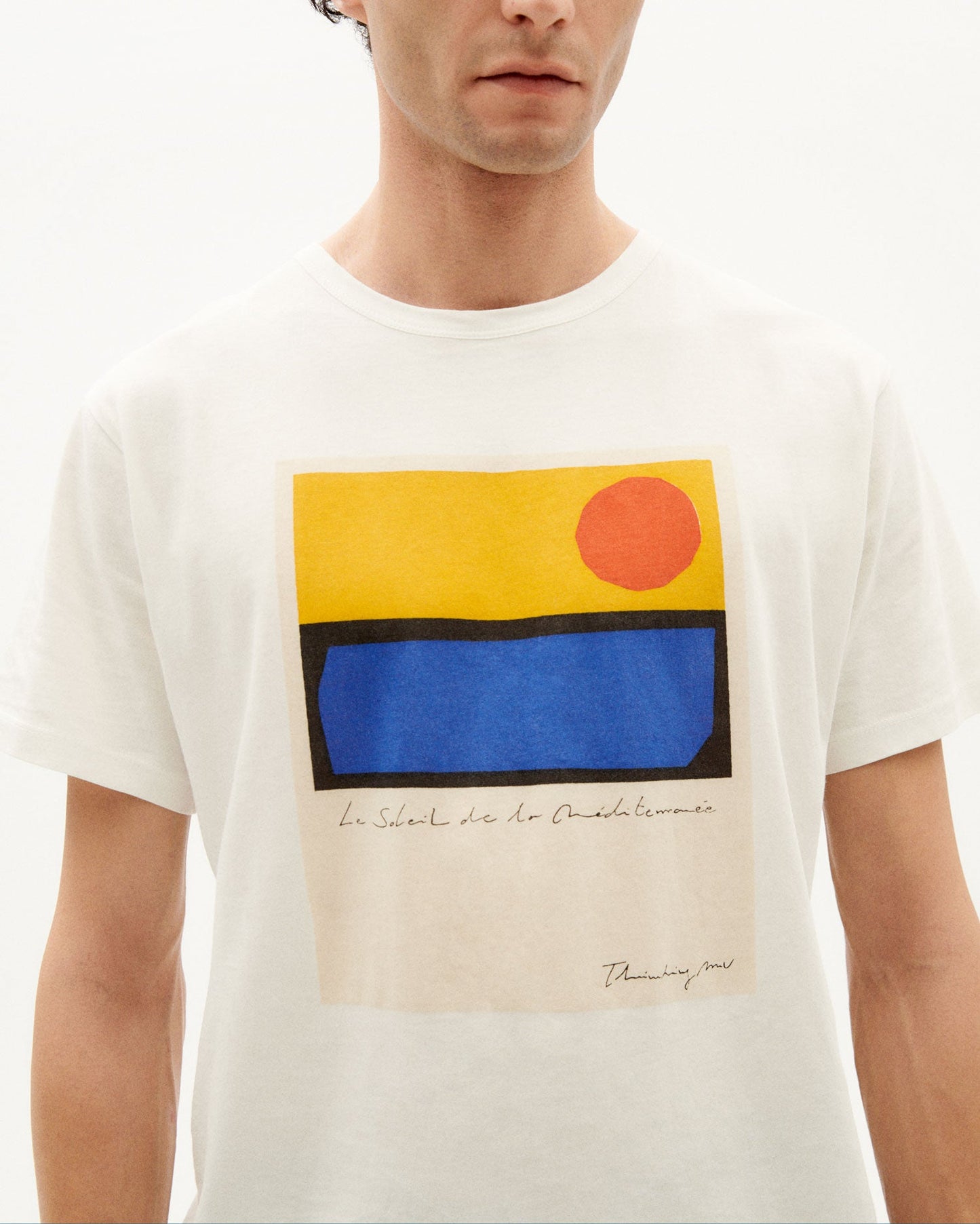 T-shirt blanc imprimé en coton bio - le soleil t-shirt snow white
