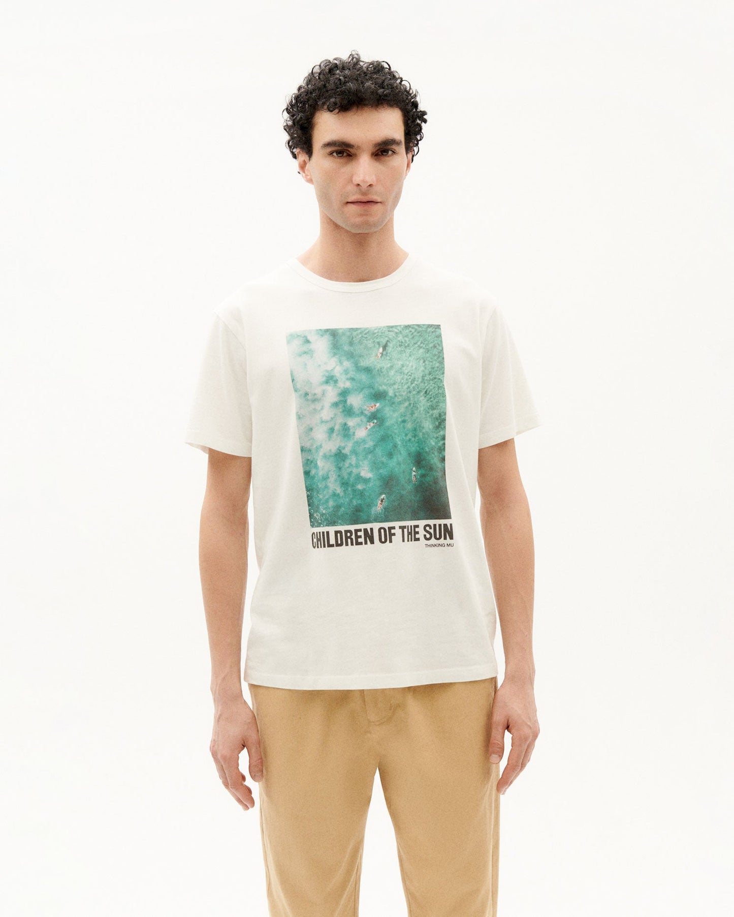 T-shirt blanc imprimé en coton bio - surf t-shirt snow white