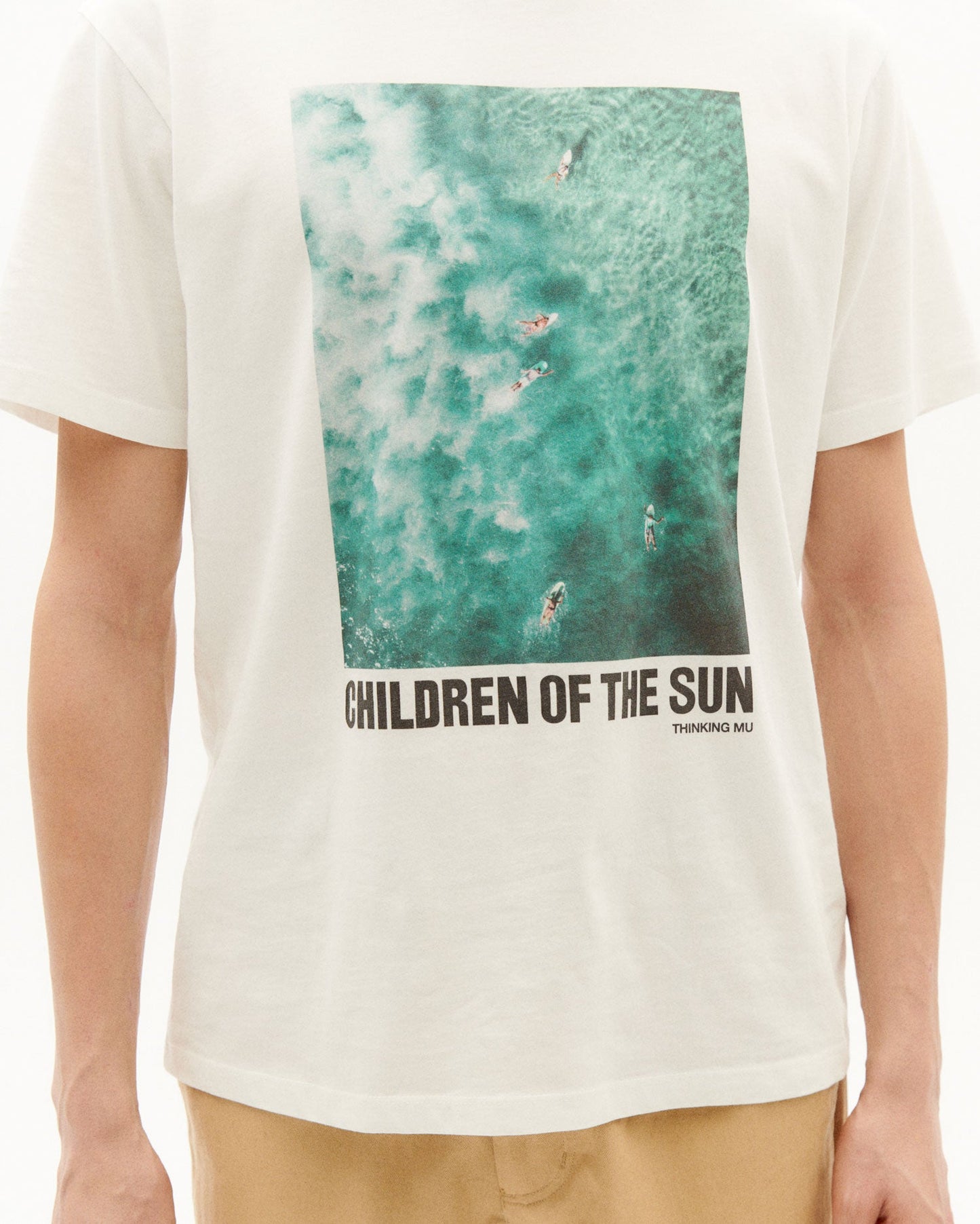 T-shirt blanc imprimé en coton bio - surf t-shirt snow white