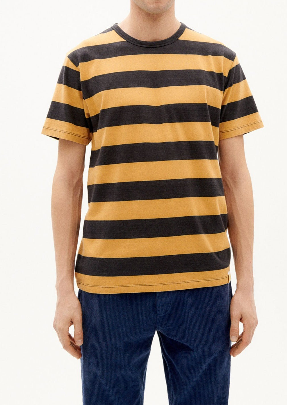 T-shirt rayé en coton bio - navy stripes t-shirt ochre
