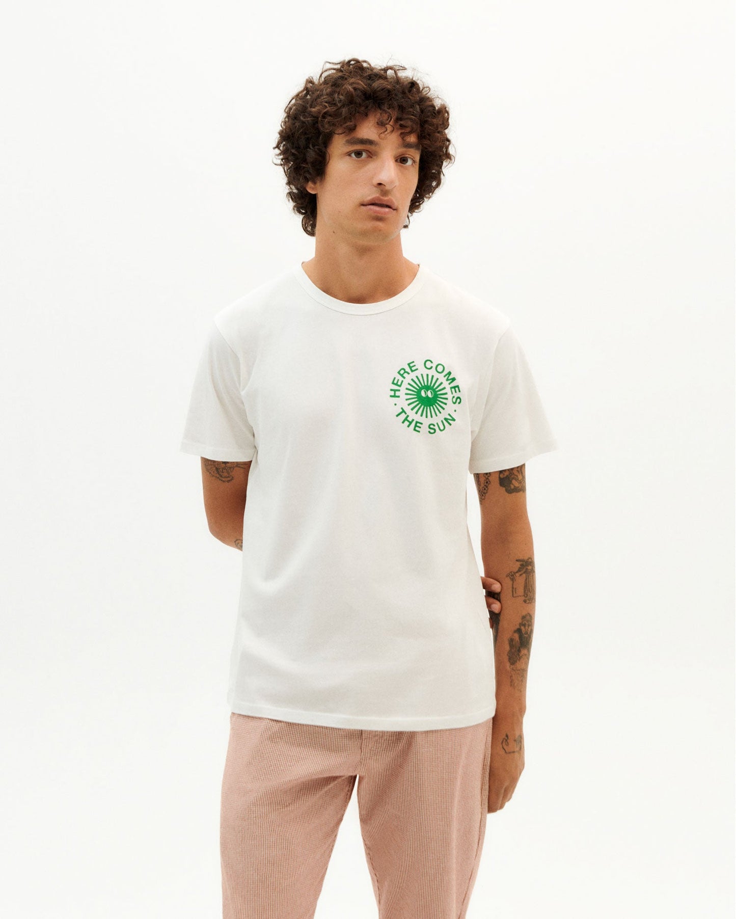 T-shirt imprimé en coton bio | blanc "happy sun t-shirt snow white"