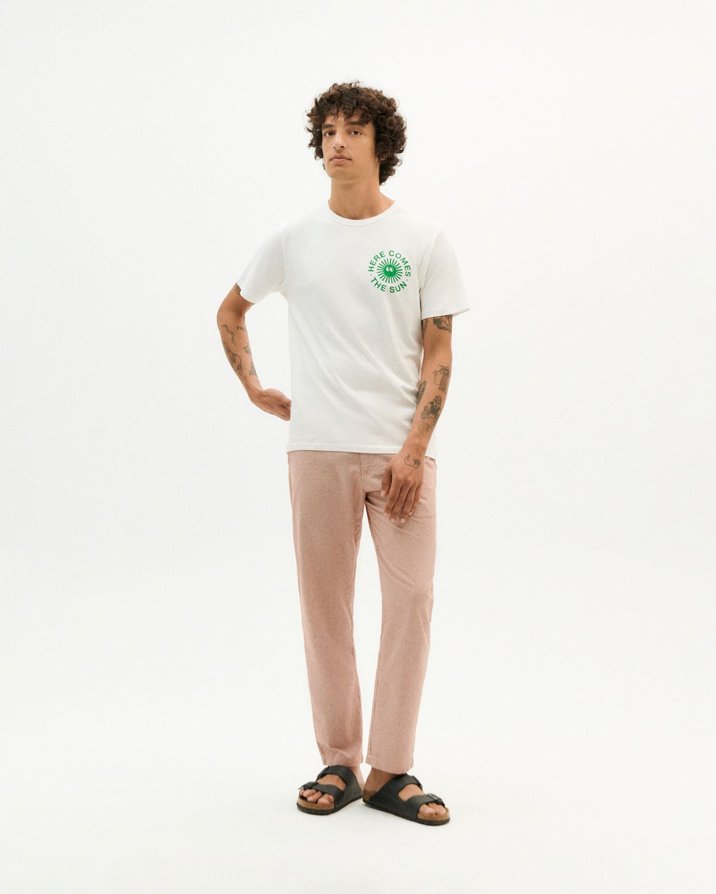 T-shirt imprimé en coton bio | blanc "happy sun t-shirt snow white"