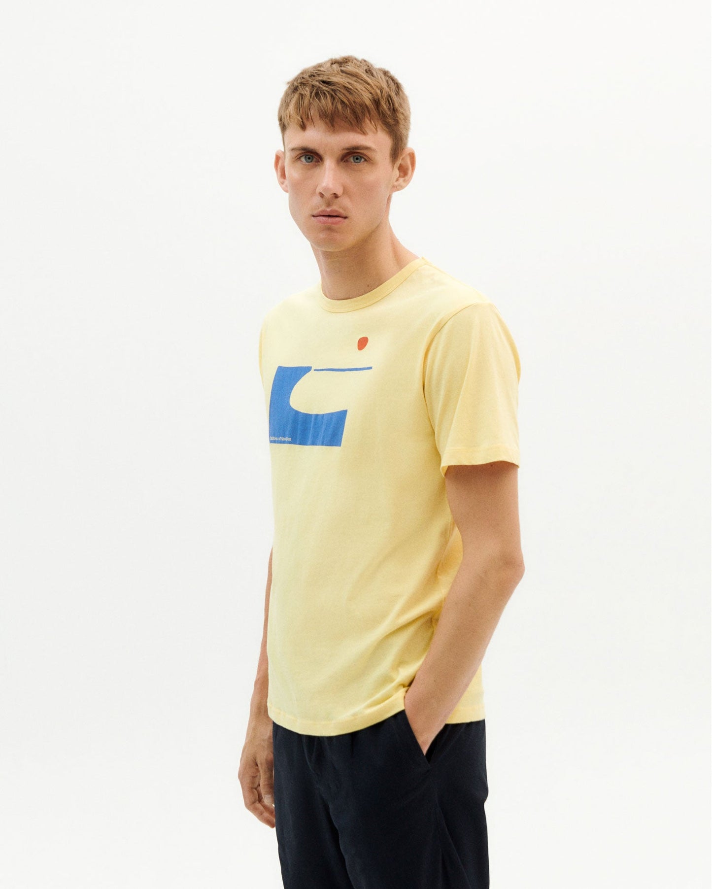 T-shirt jaune imprimé en coton bio - children of the yellow sun