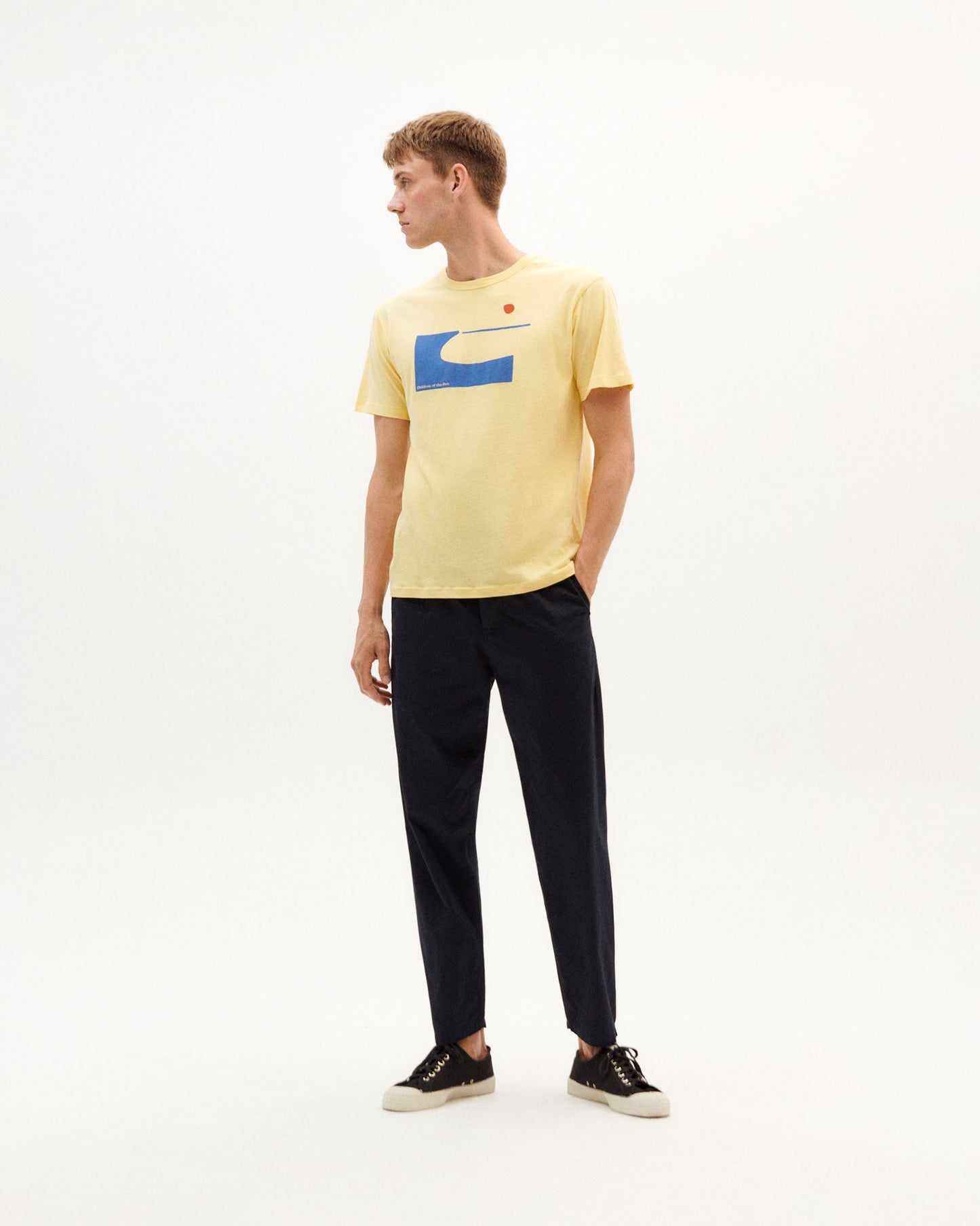 T-shirt jaune imprimé en coton bio - children of the yellow sun