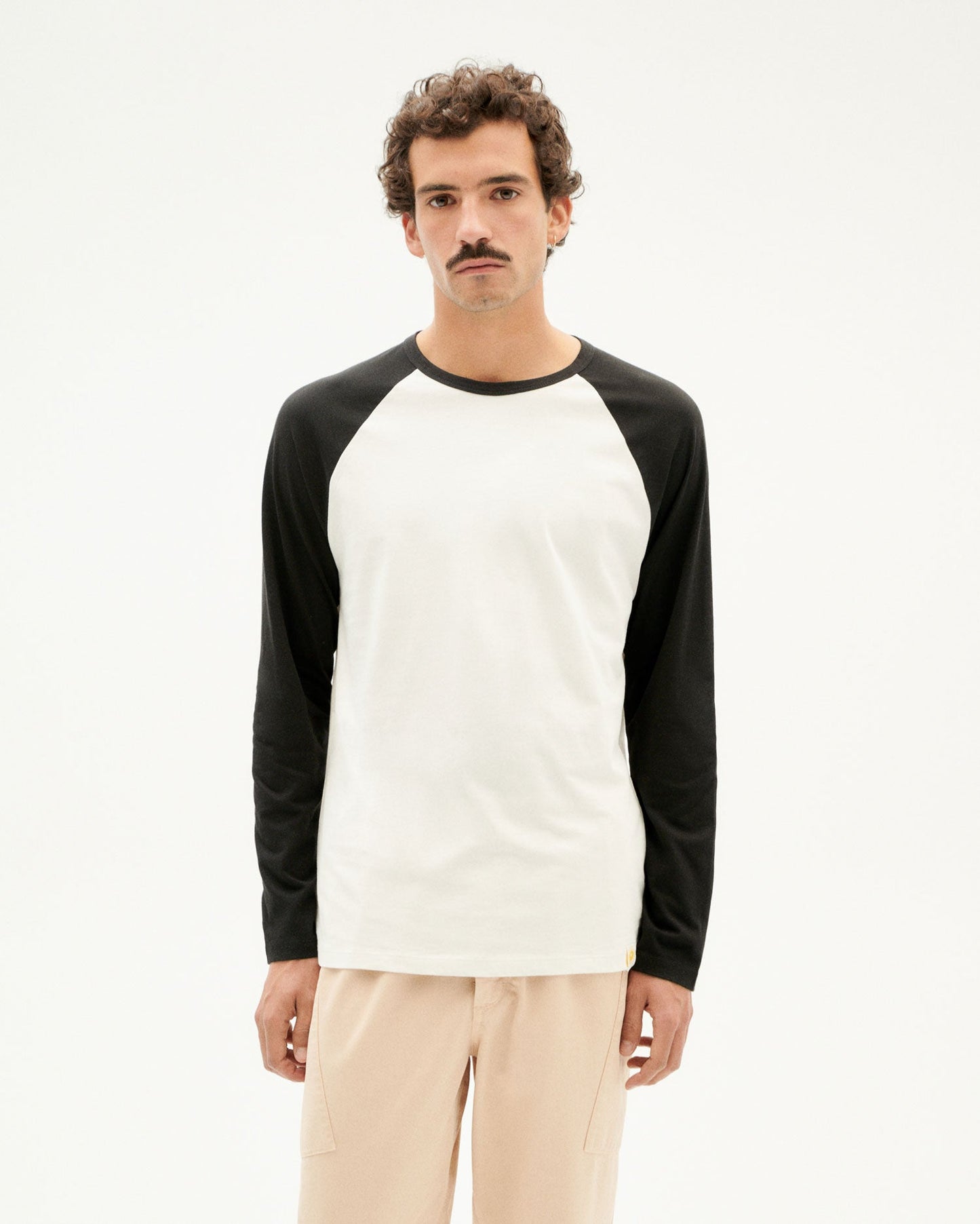 T-shirt manches longues bicolore en coton bio -black baseball l/s t-shirt