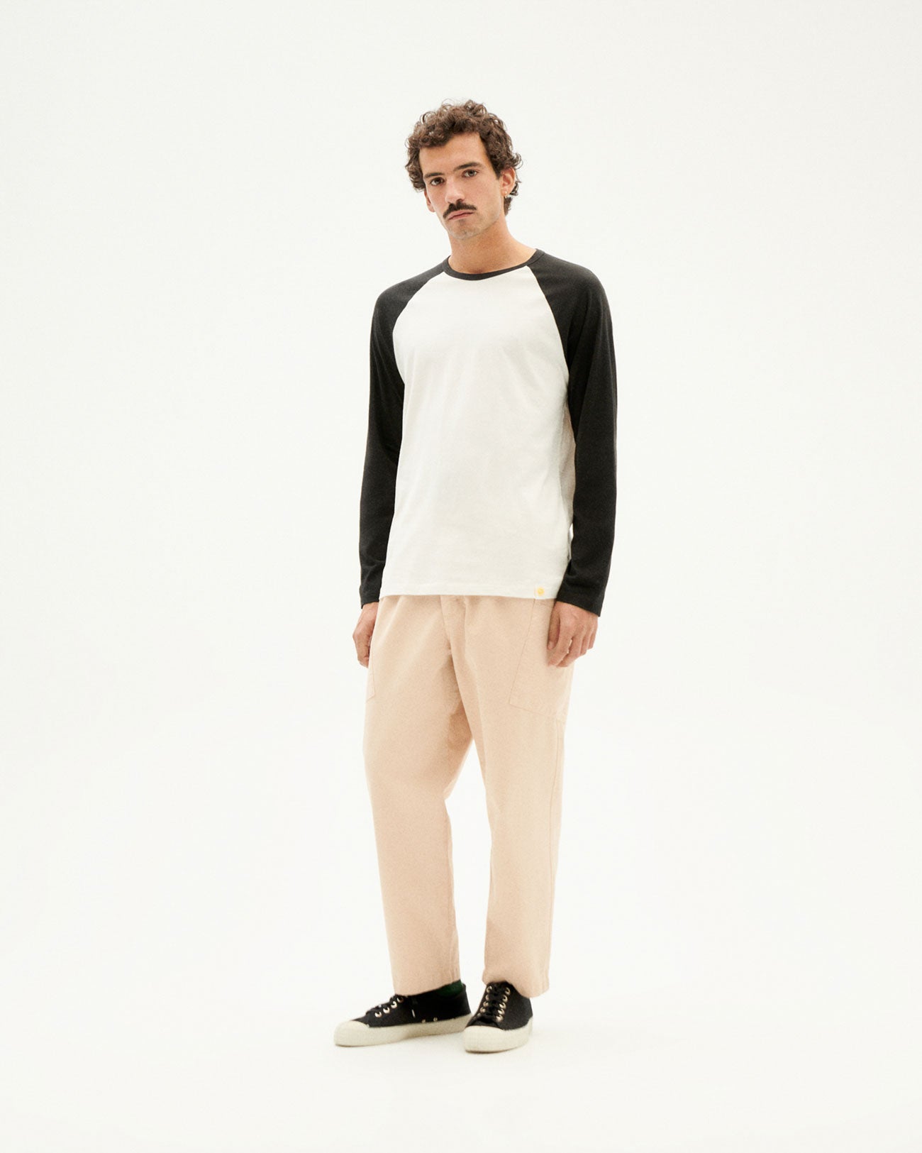 T-shirt manches longues bicolore en coton bio -black baseball l/s t-shirt