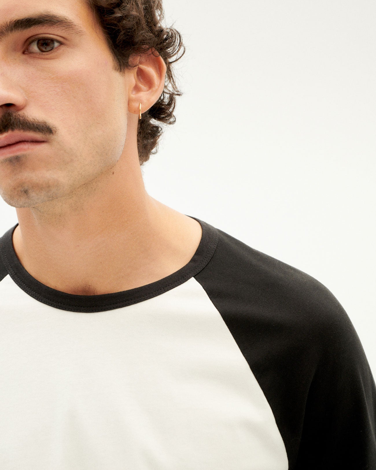 T-shirt manches longues bicolore en coton bio -black baseball l/s t-shirt