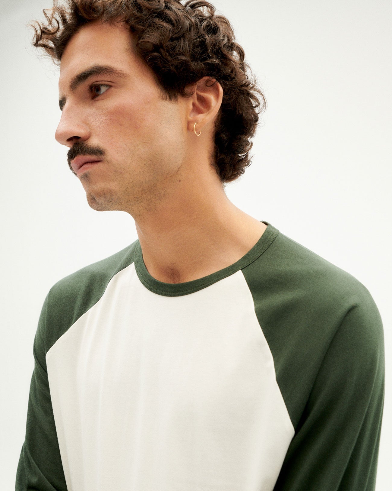 T-shirt manches longues bicolore en coton bio - bottle green baseball l/s t-shirt