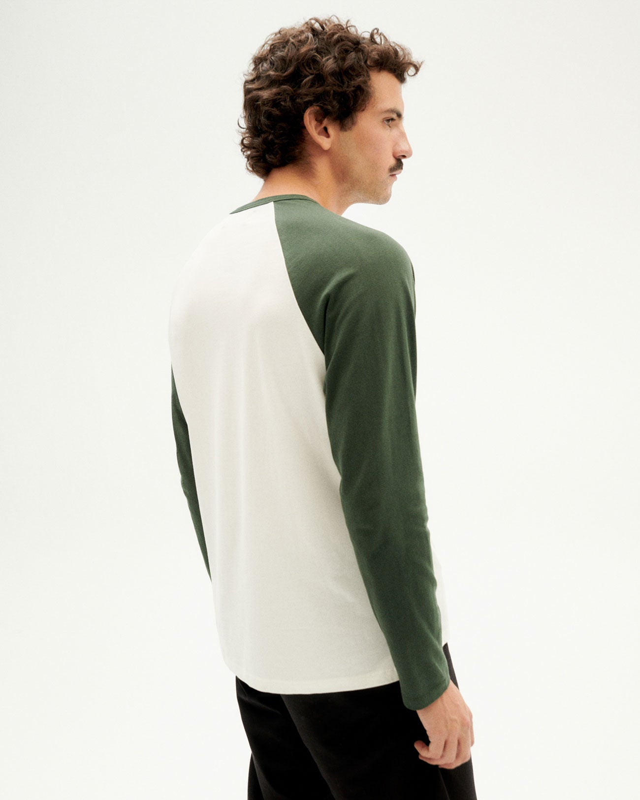 T-shirt manches longues bicolore en coton bio - bottle green baseball l/s t-shirt