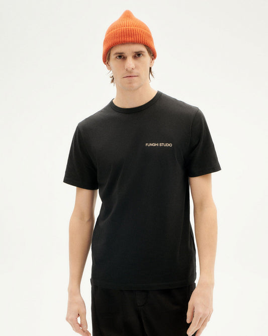 T-shirt noir imprimé en coton bio - funghi 3 t-shirt black