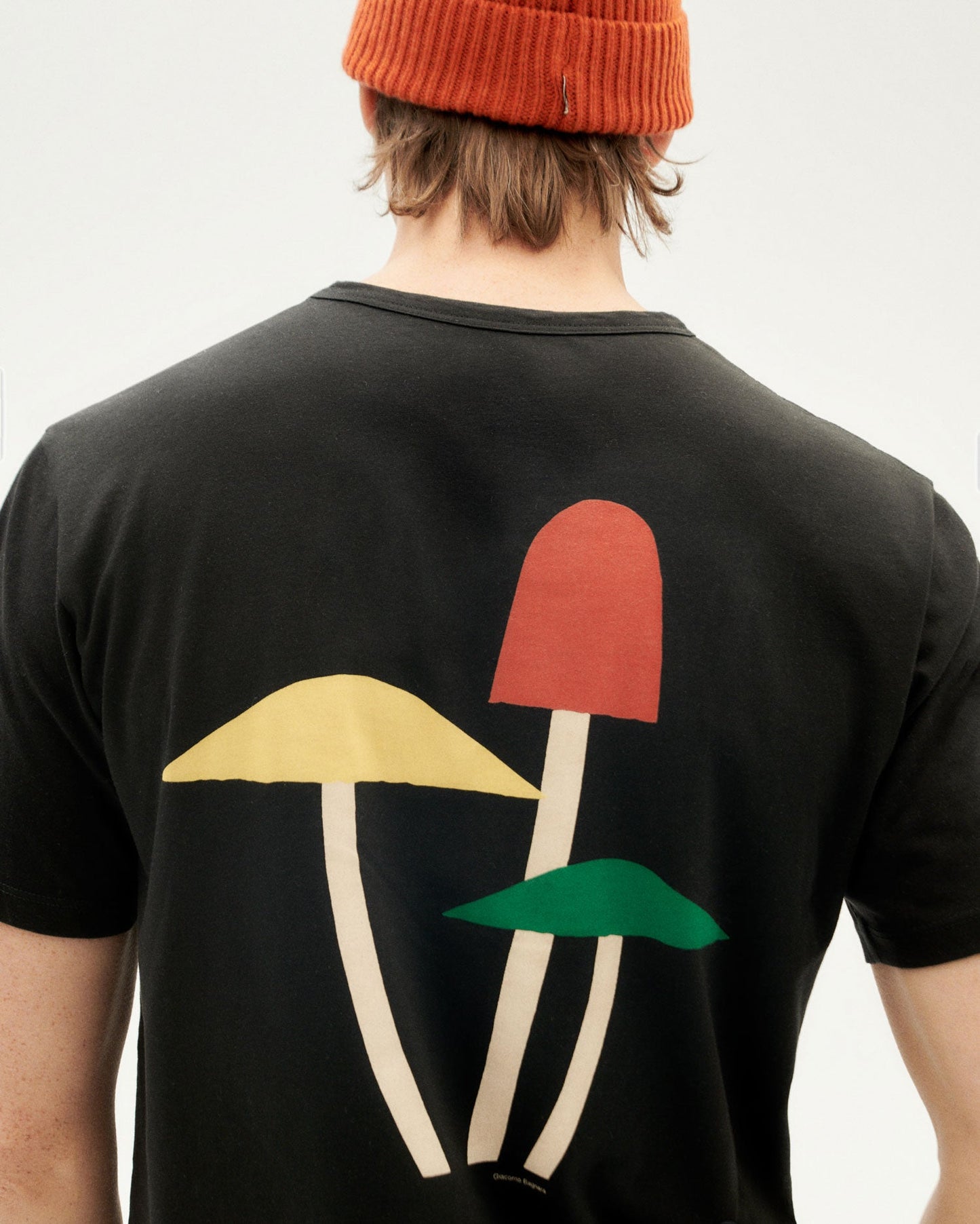 T-shirt noir imprimé en coton bio - funghi 3 t-shirt black
