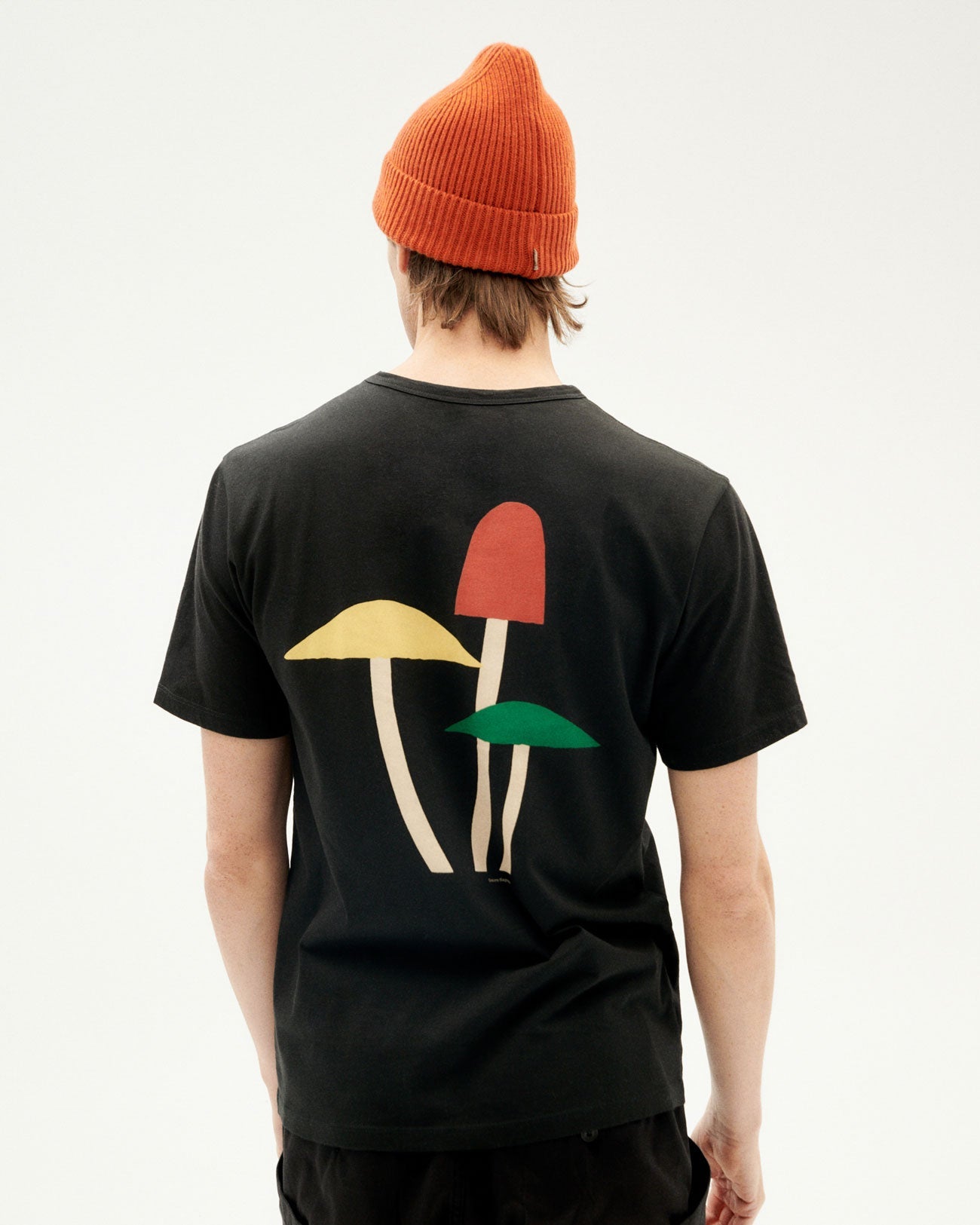 T-shirt noir imprimé en coton bio - funghi 3 t-shirt black