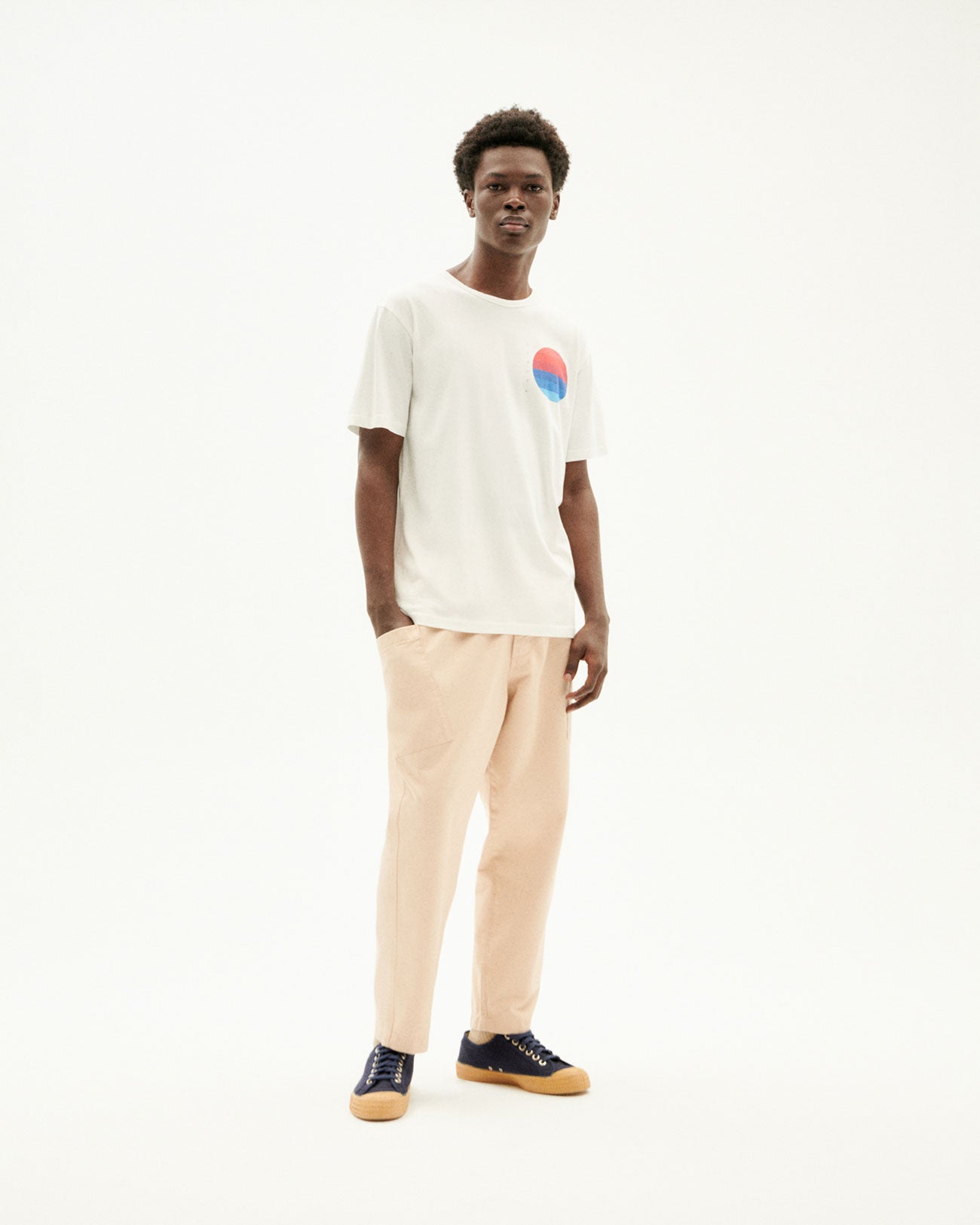 T-shirt blanc imprimé en coton bio - horizon t-shirt - snow white