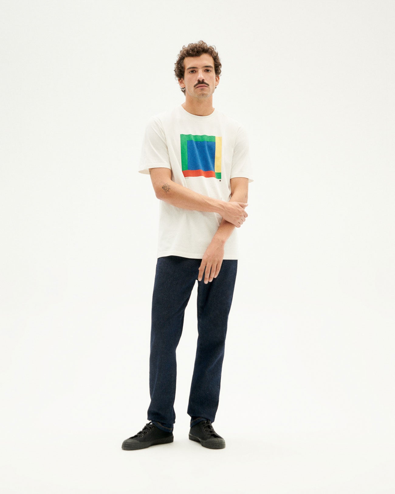 T-shirt blanc imprimé en coton bio - colors zach  t-shirt snow white