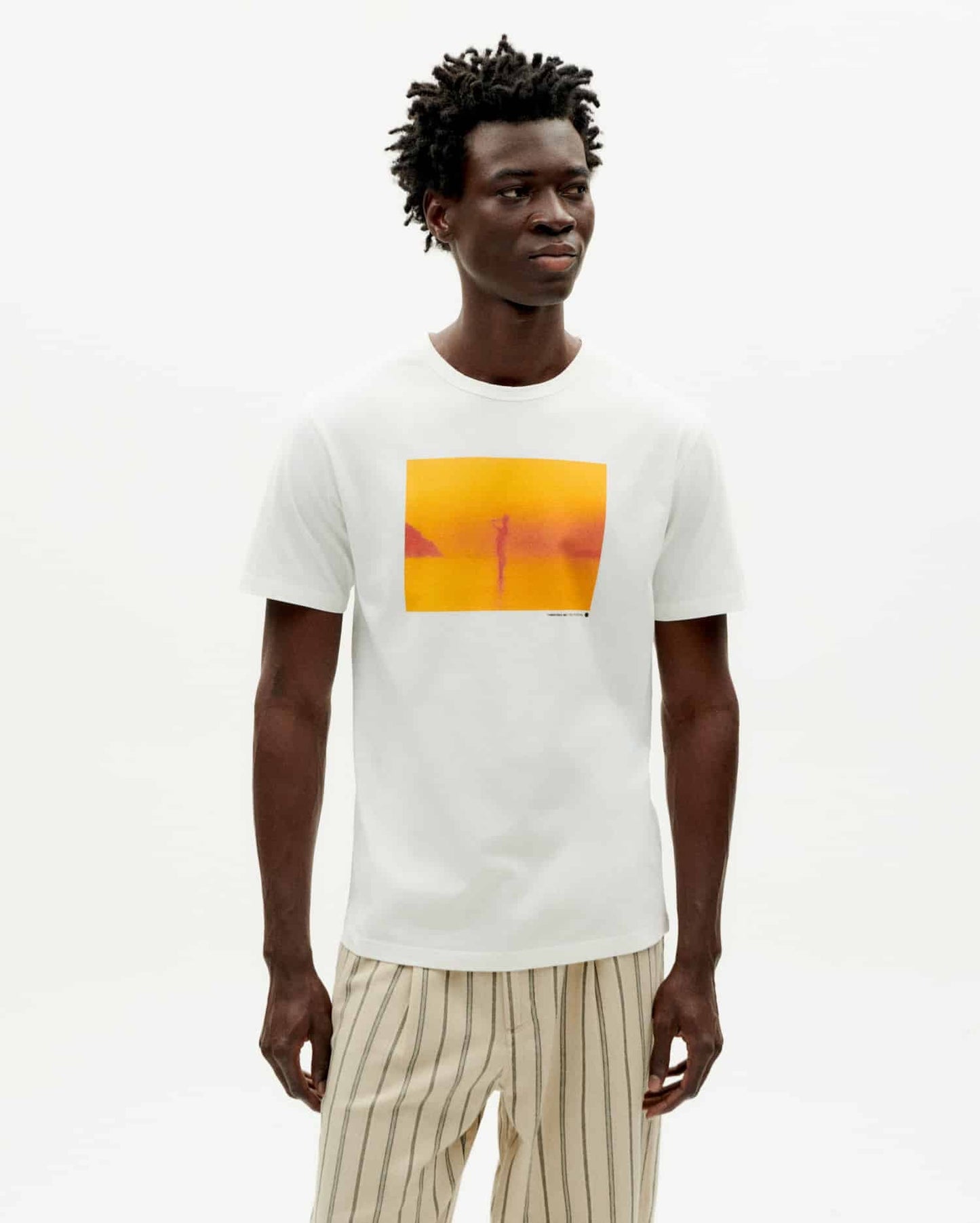 T-shirt imprimé en coton bio | blanc et jaune "rousteau t-shirt snow white"