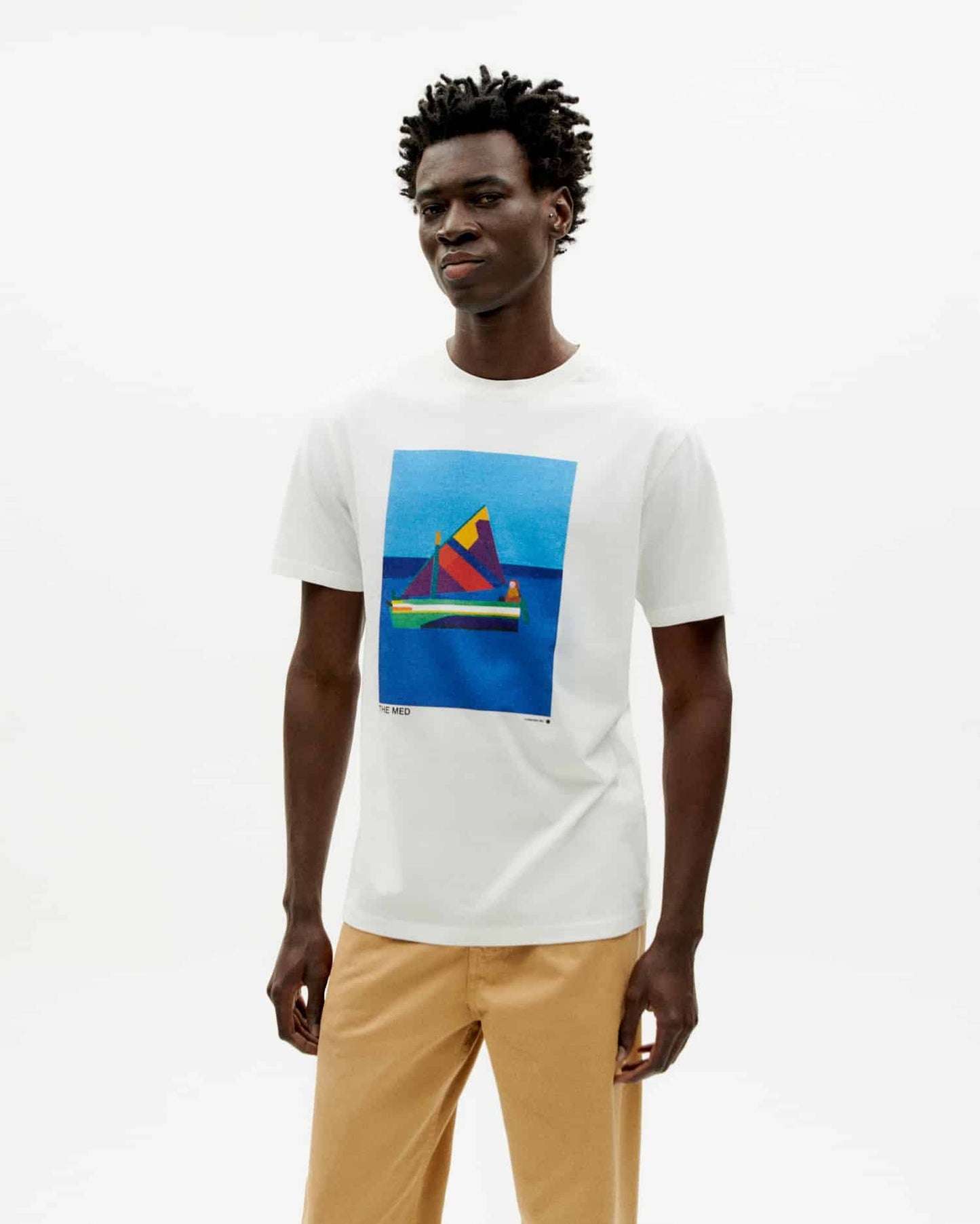 T-shirt imprimé en coton bio | Blanc "barquito t-shirt snow white"