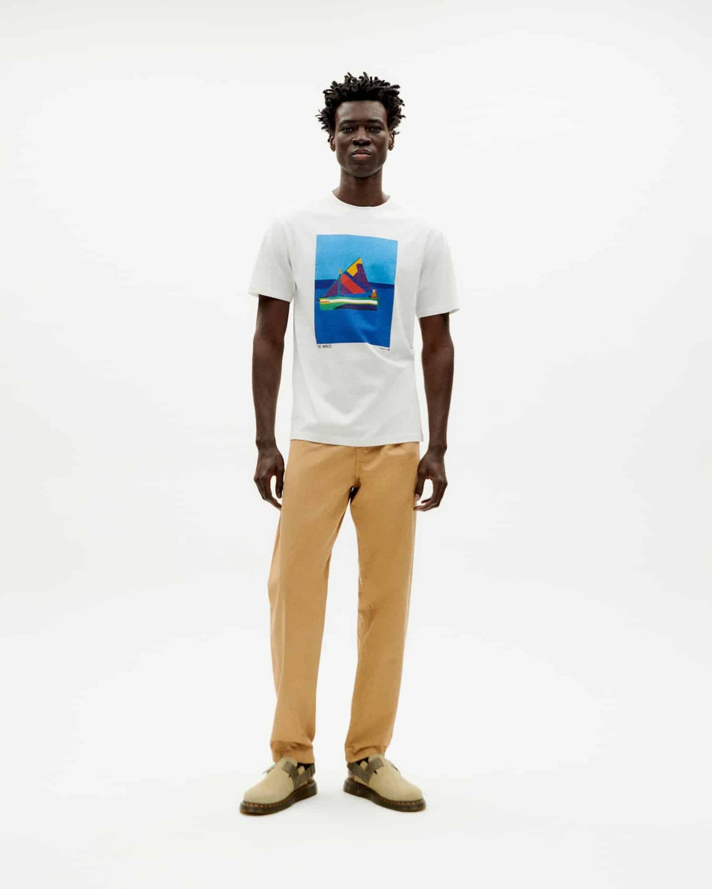T-shirt imprimé en coton bio | Blanc "barquito t-shirt snow white"