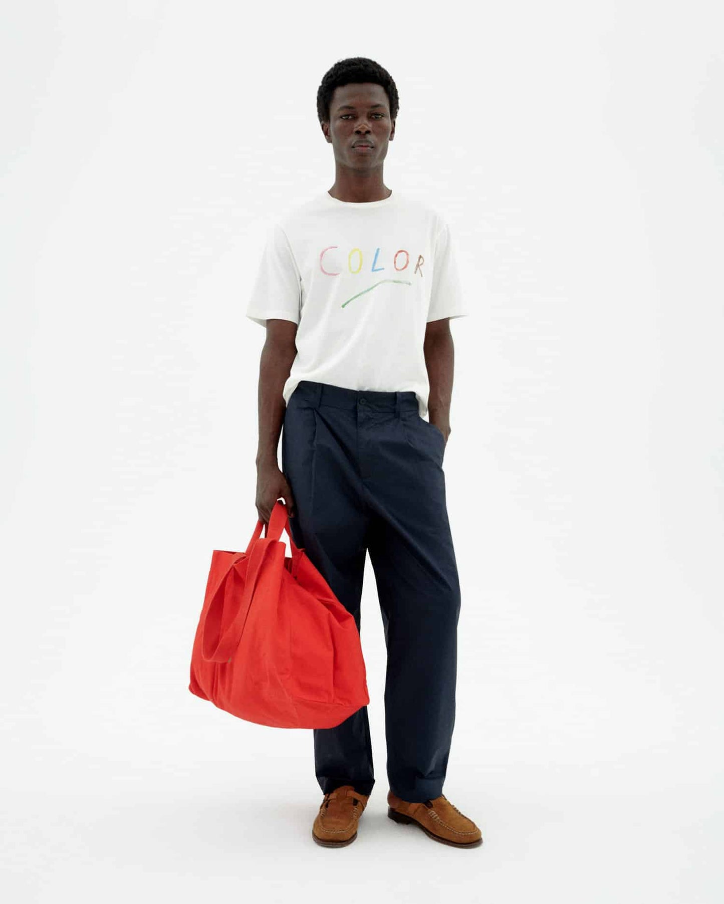 T-shirt imprimé en coton bio | blanc "Colors zach tee - white"