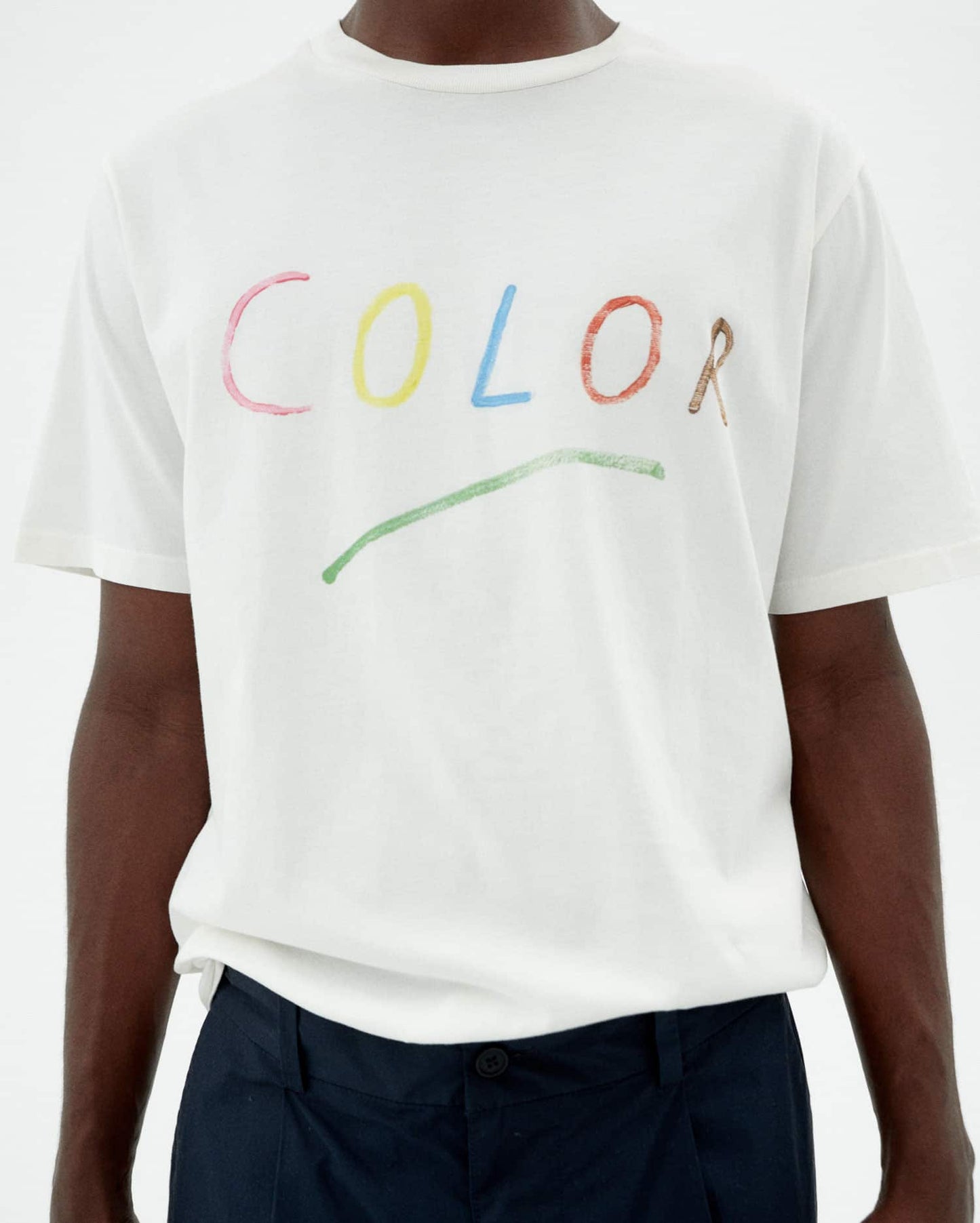 T-shirt imprimé en coton bio | blanc "Colors zach tee - white"