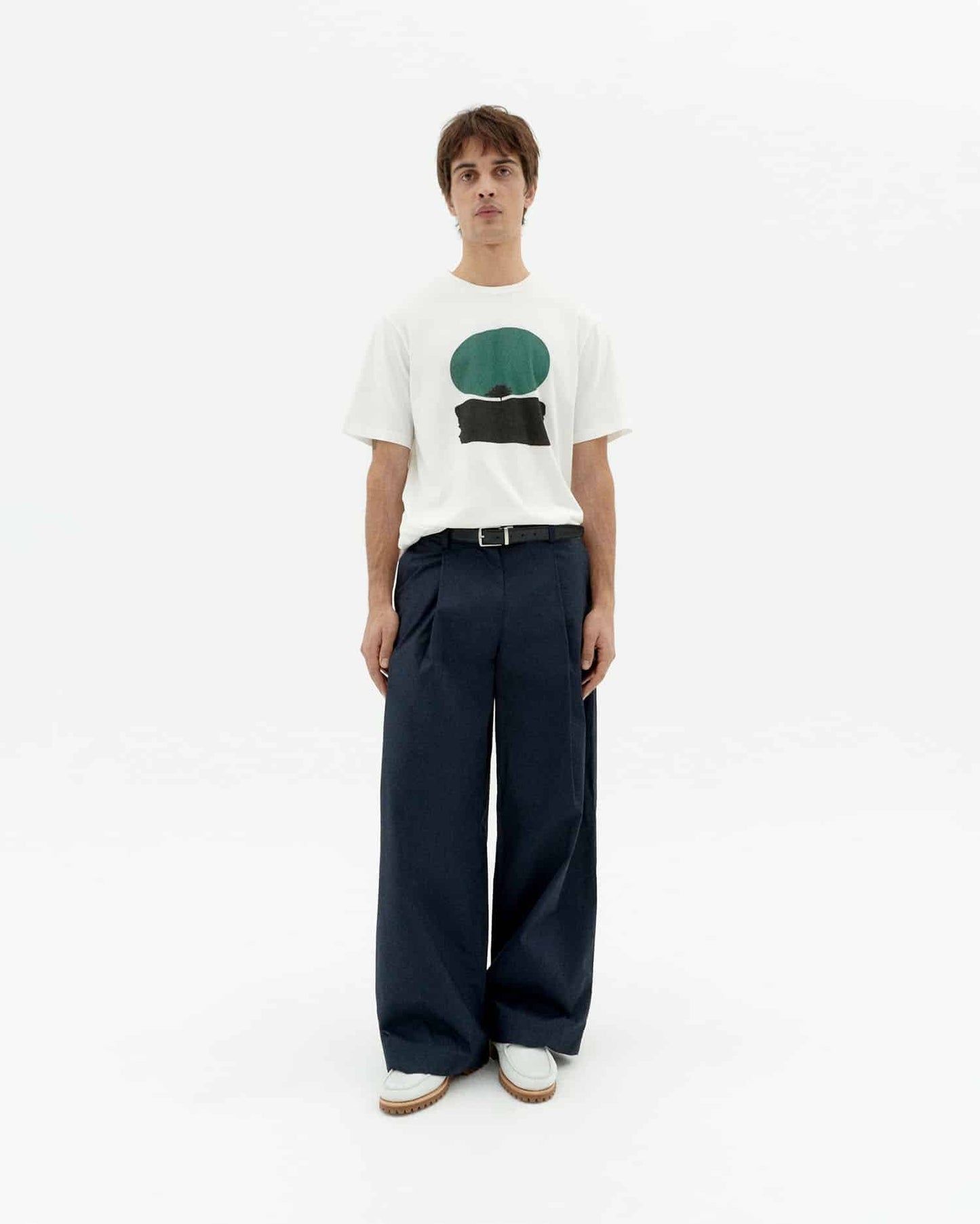 T-shirt imprimé en coton bio | blanc "Trees zach tee - white"
