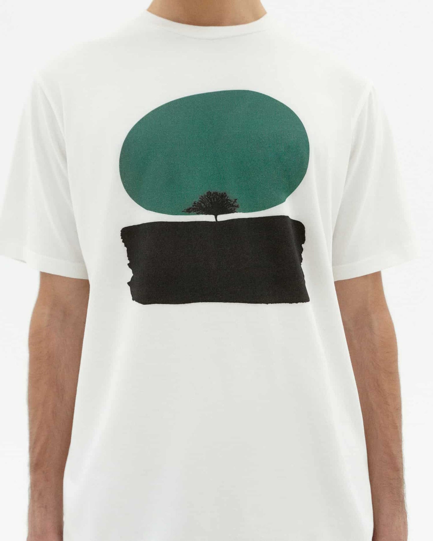 T-shirt imprimé en coton bio | blanc "Trees zach tee - white"