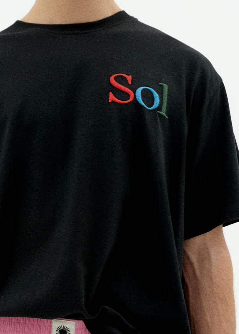 T-shirt ample en coton bio | noir "sol type black aaron tee - black"