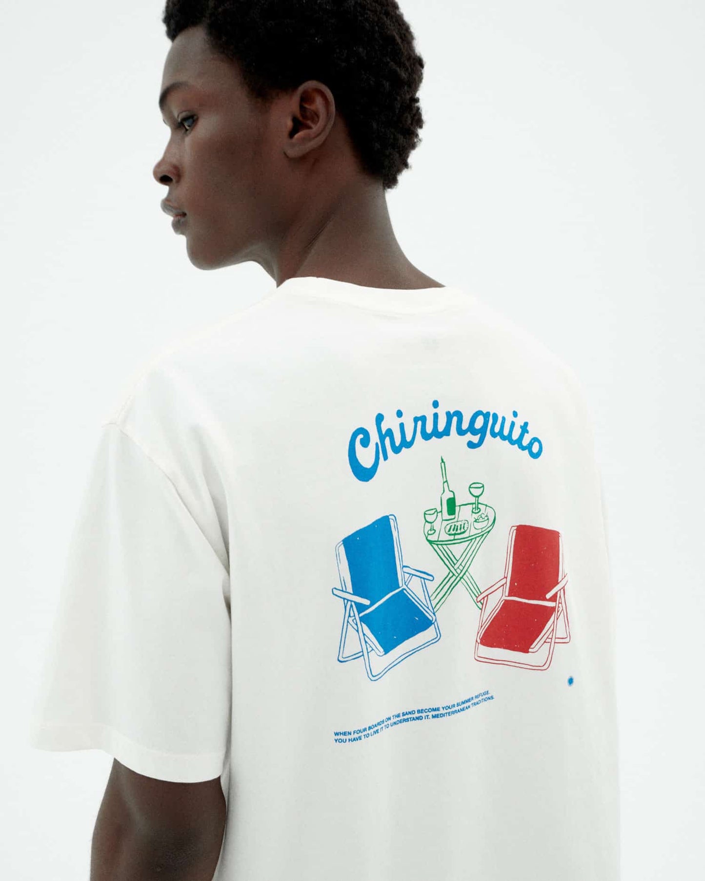 T-shirt imprimé en coton bio | blanc "Chiringuito aaron tee - white"
