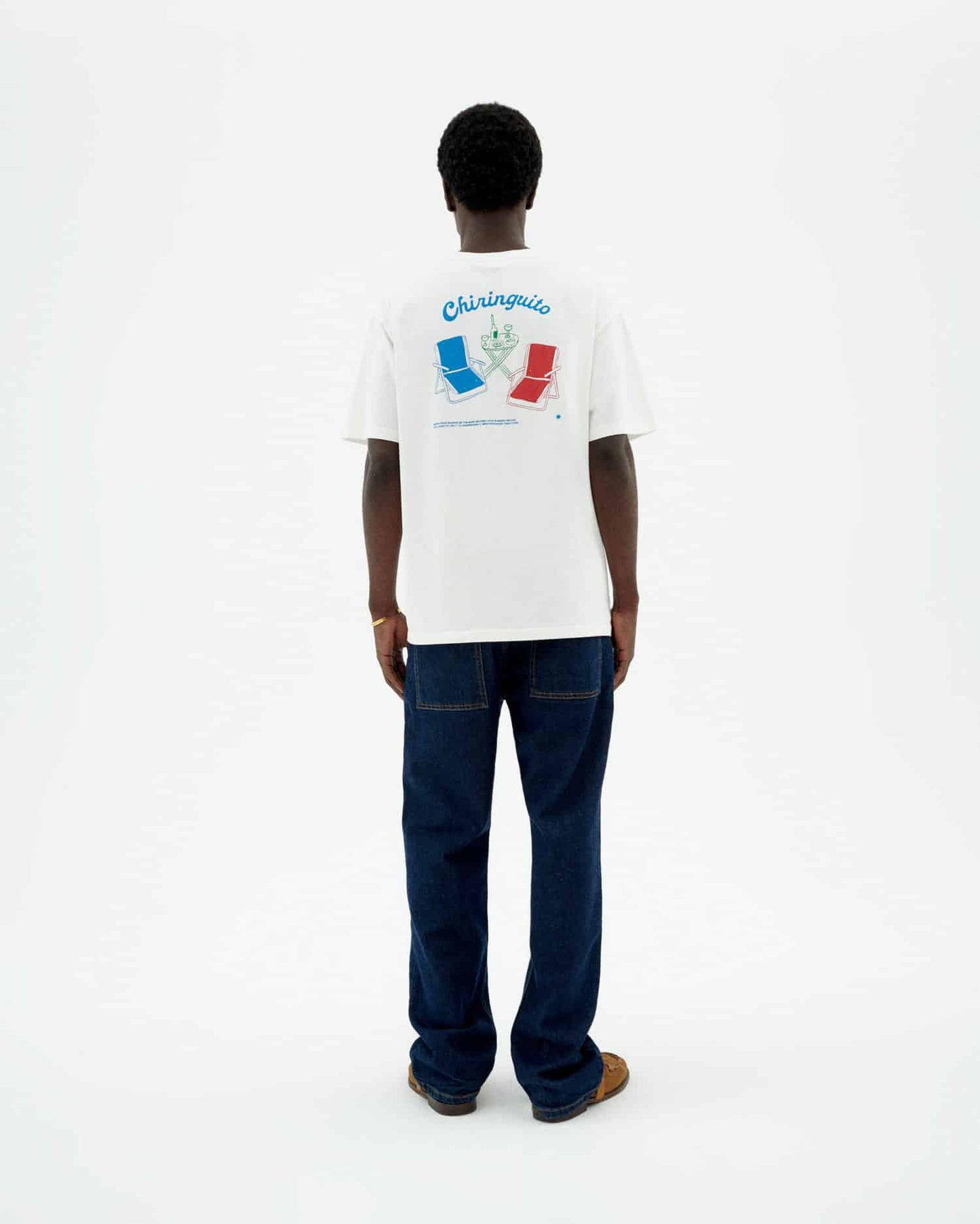 T-shirt imprimé en coton bio | blanc "Chiringuito aaron tee - white"