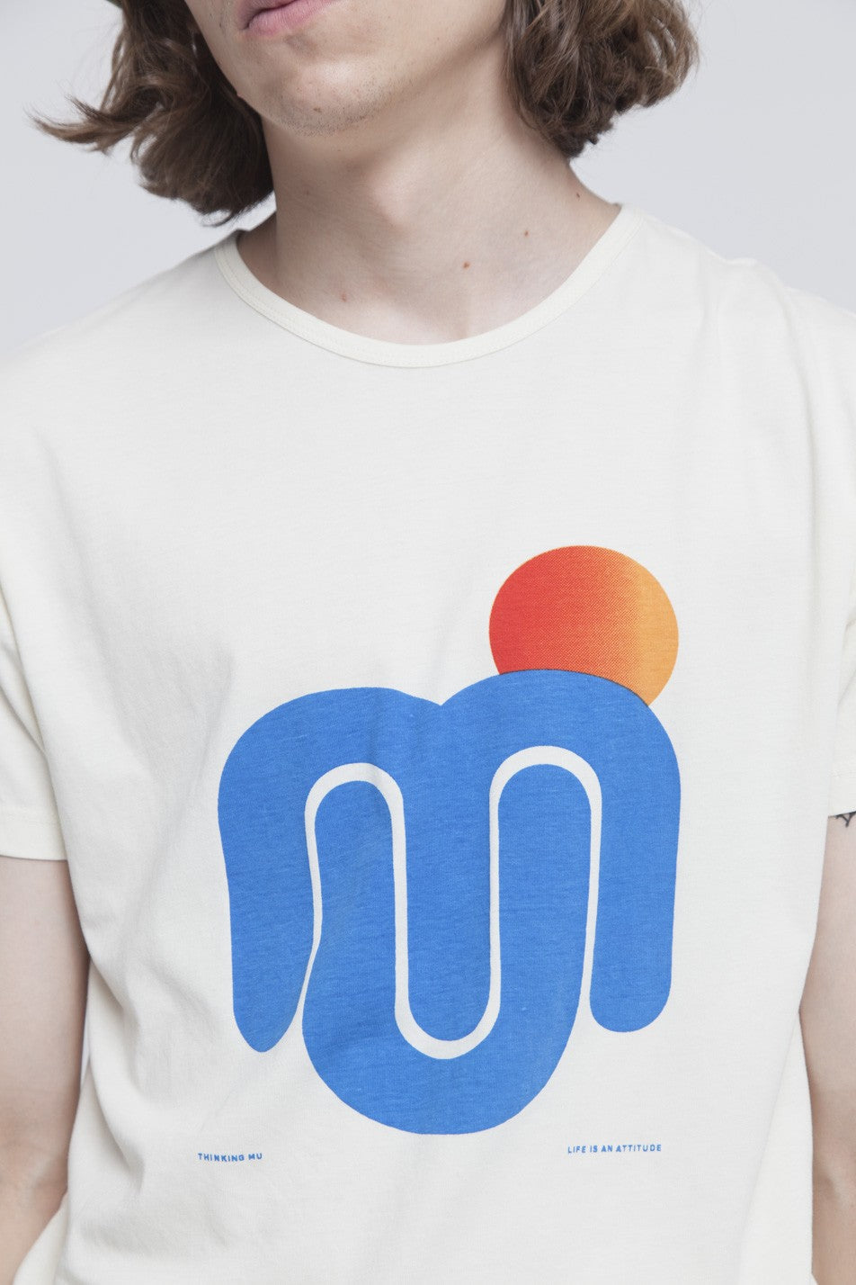 T-shirt imprimé blanc en coton bio - Mu Sun