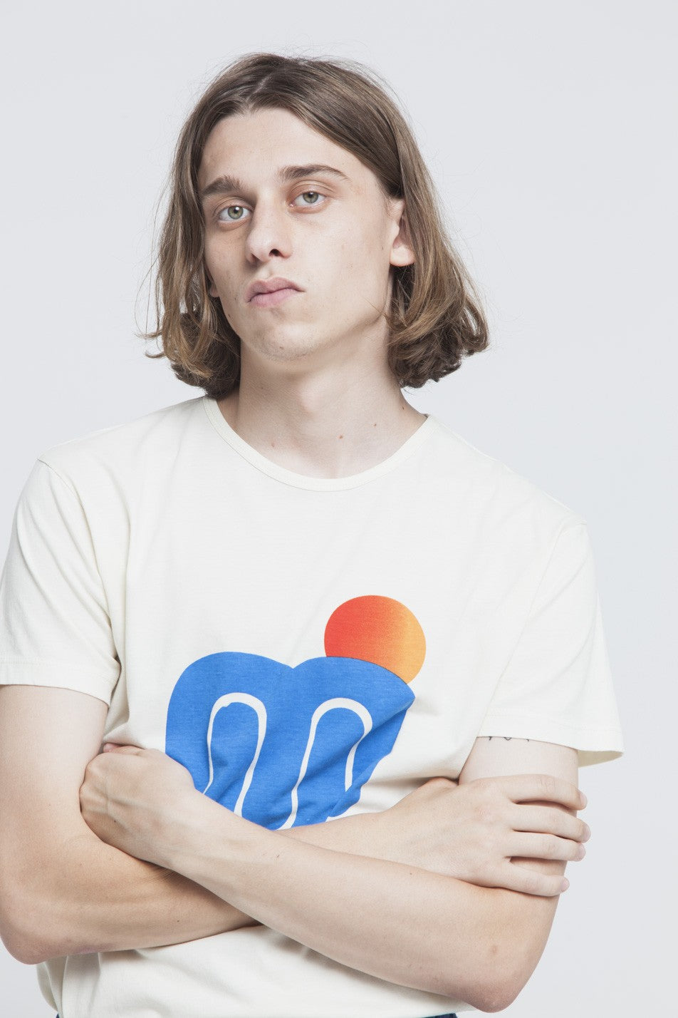T-shirt imprimé blanc en coton bio - Mu Sun