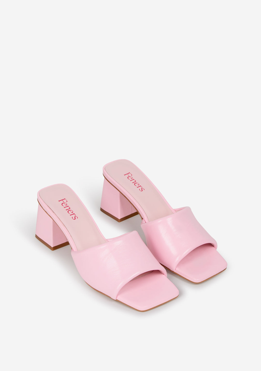 Mules à talons roses en cuir certifié - mule gum