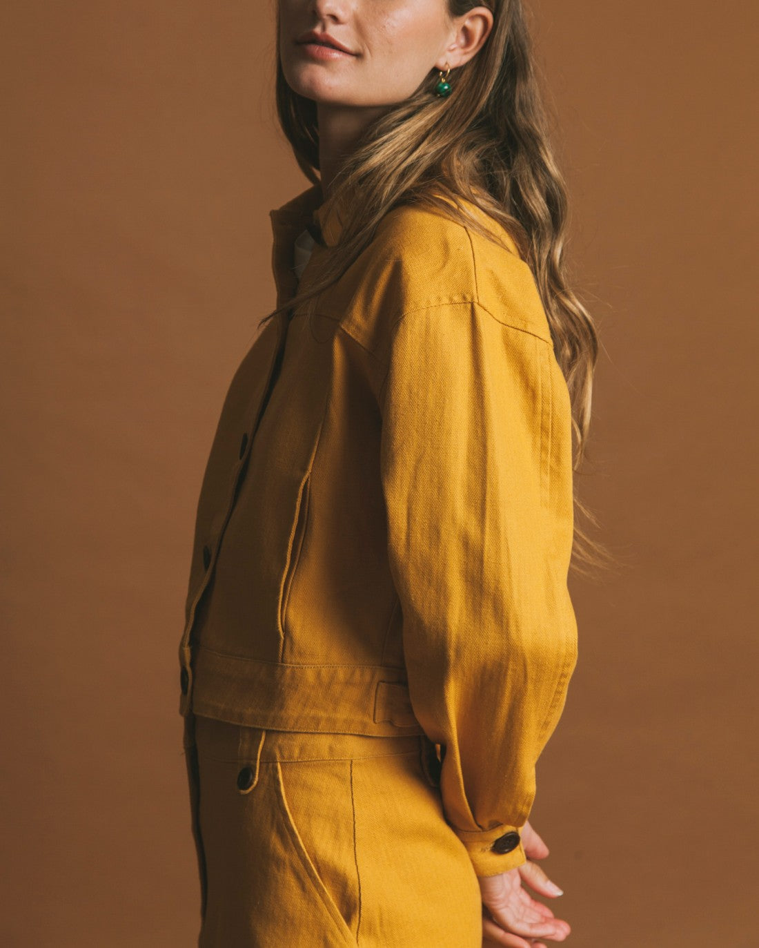 Veste moutarde en chanvre et coton bio - Rufiji