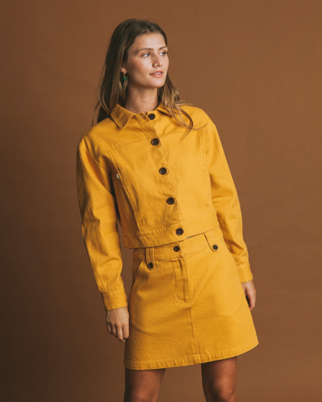 Veste moutarde en chanvre et coton bio - Rufiji