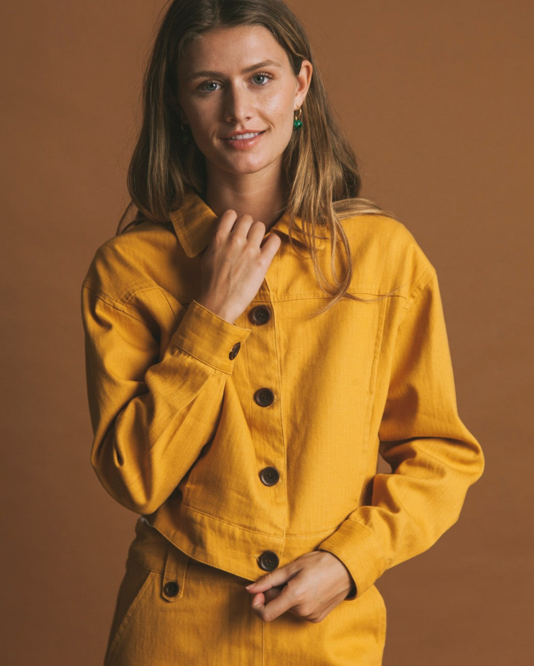Veste moutarde en chanvre et coton bio - Rufiji