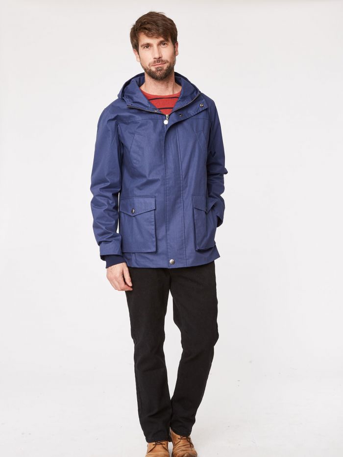 Veste à capuche navy en coton bio