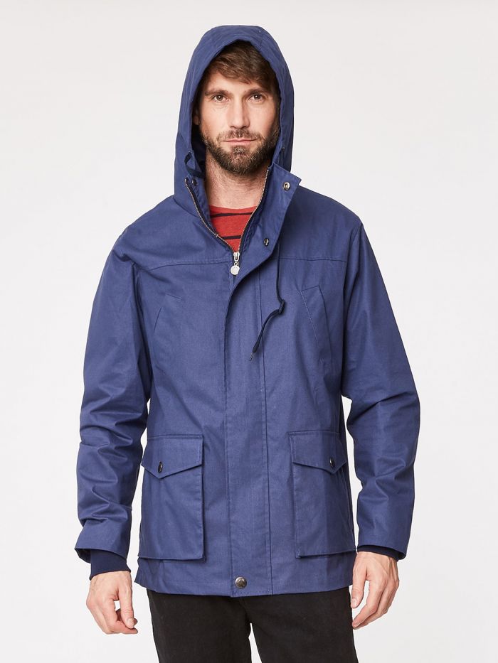 Veste à capuche navy en coton bio