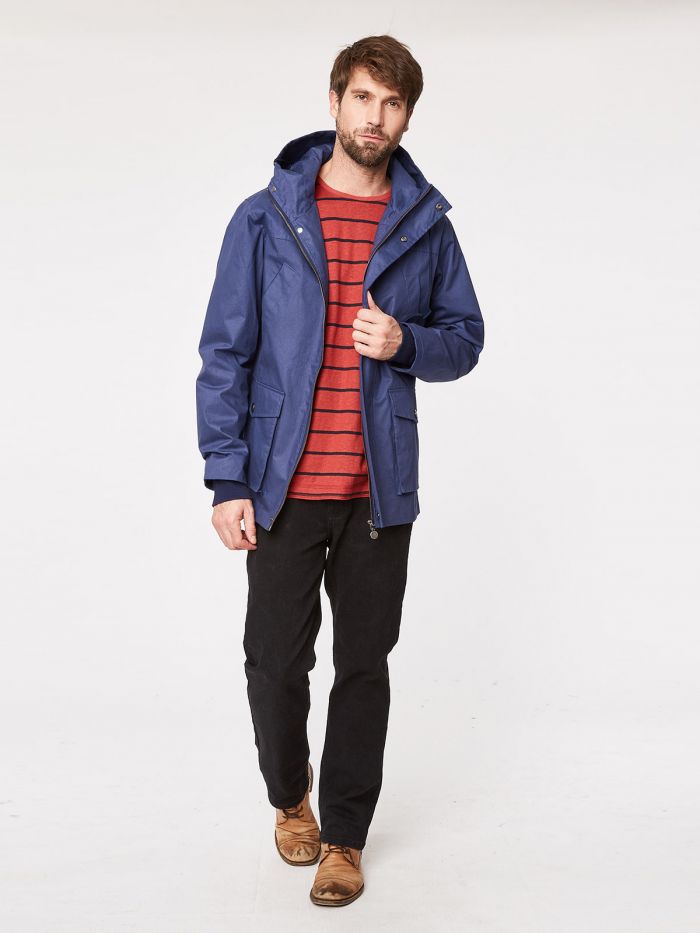 Veste à capuche navy en coton bio